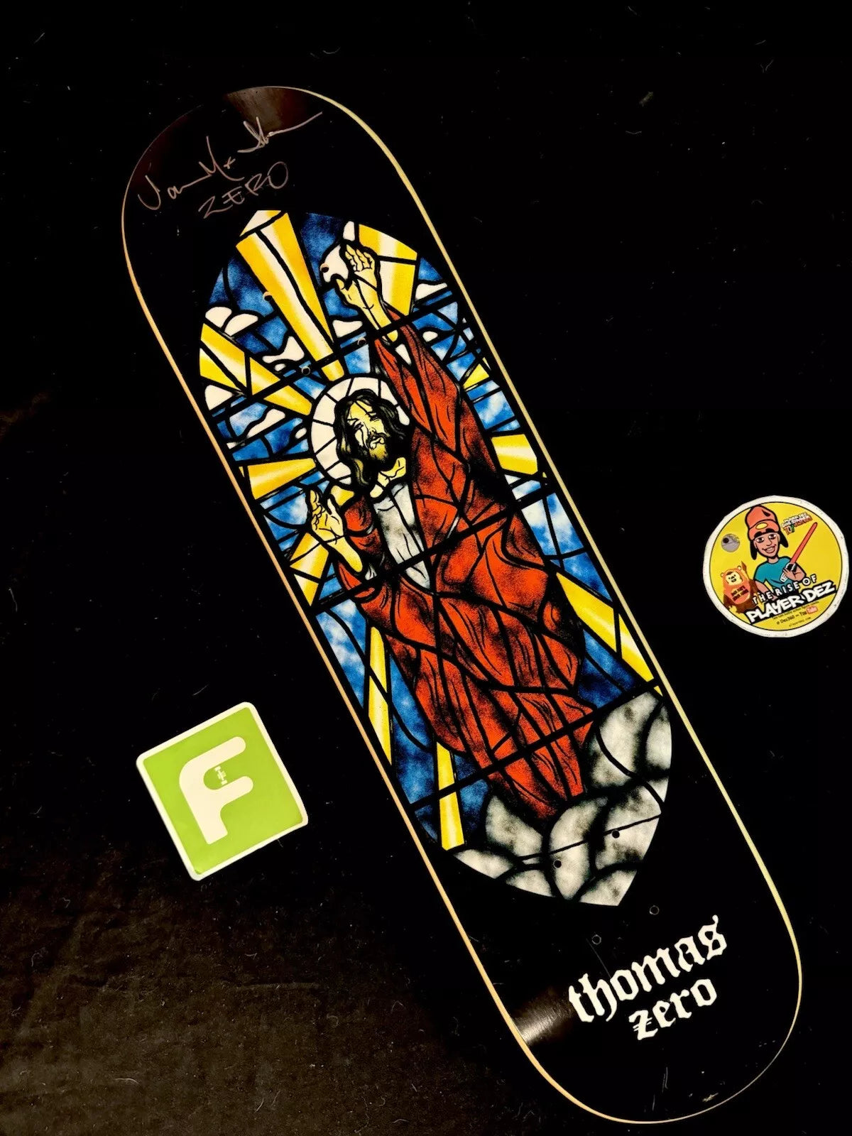 Jamie Thomas Signed 2003 Zero Cathedral Stained Glass Autographed Skateboard Deck