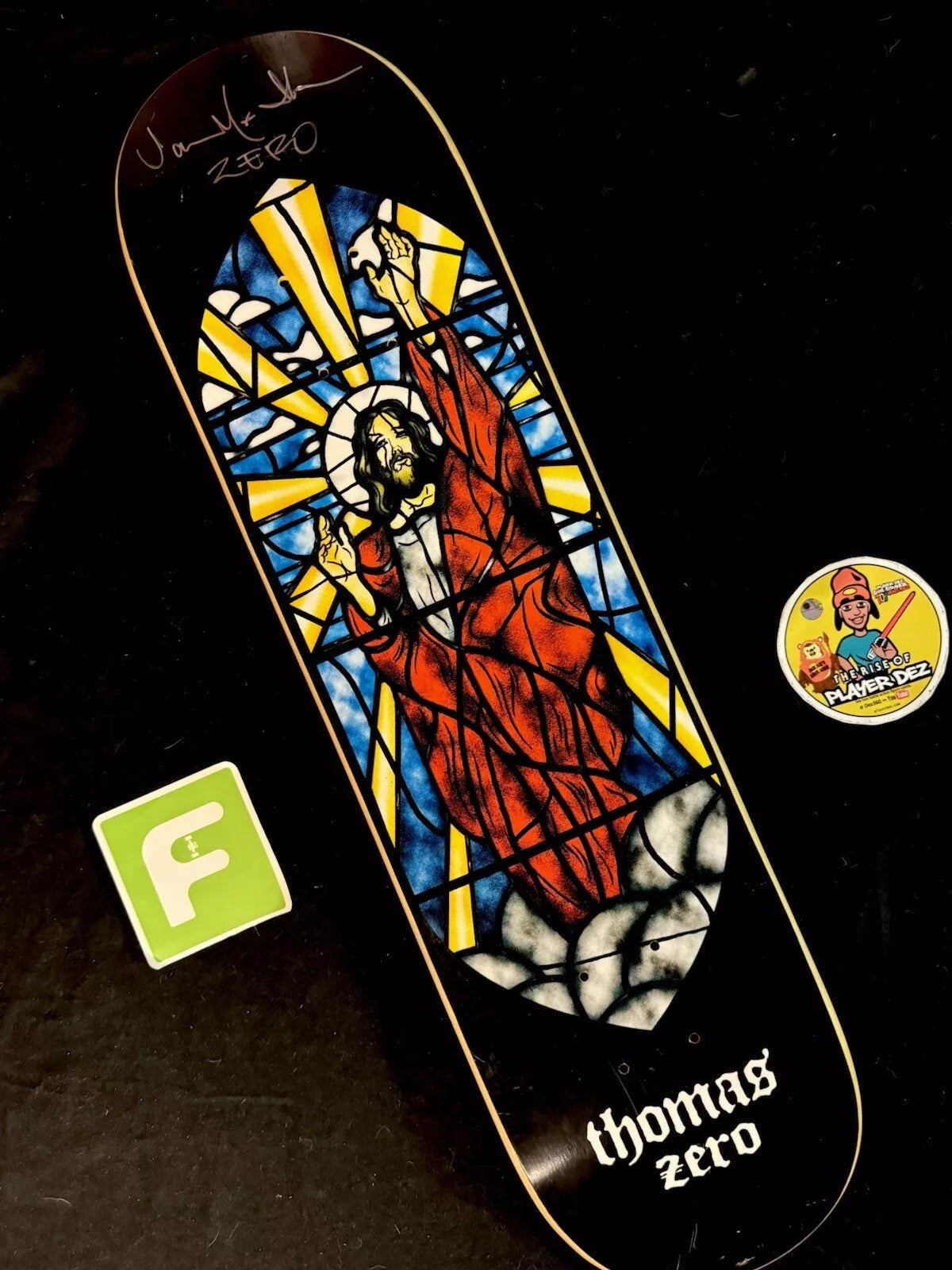 Jamie Thomas Signed 2003 Zero Cathedral Stained Glass Autographed Skateboard Deck
