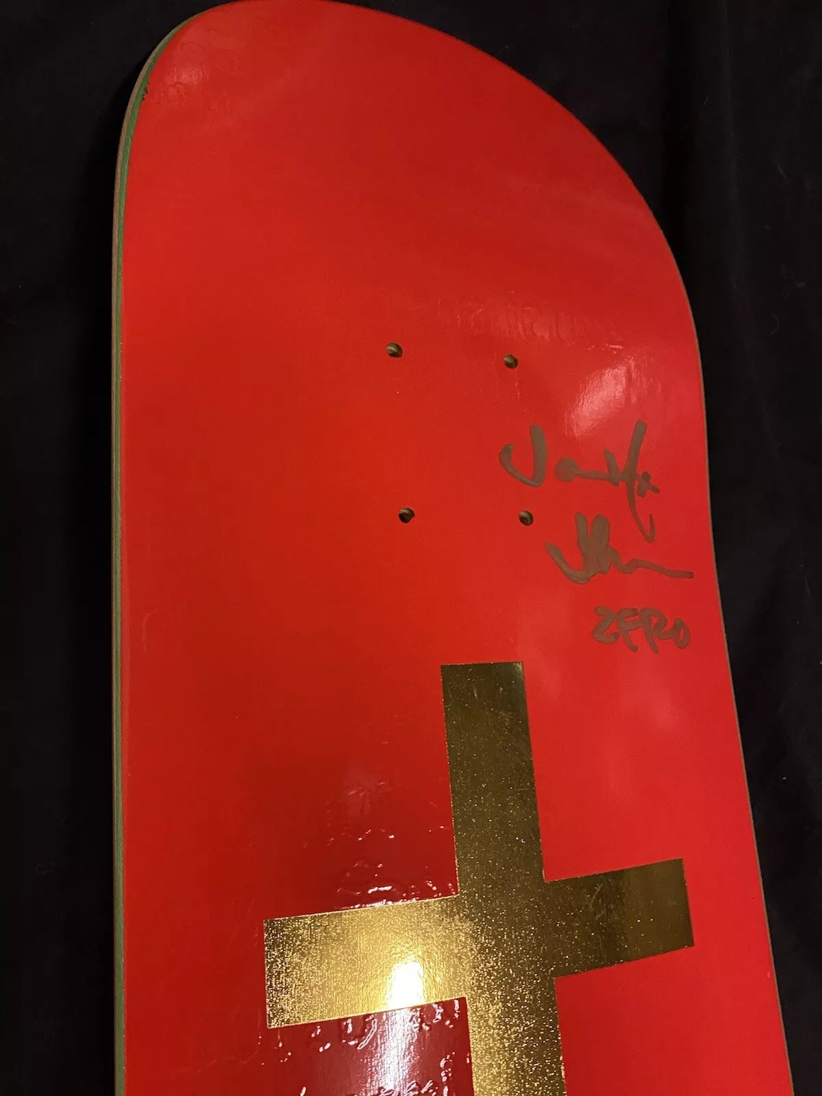 Jamie Thomas Signed Red Gold Cross Autographed Zero Skateboard Deck