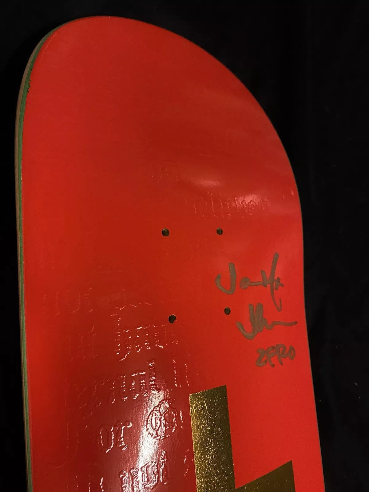 Jamie Thomas Signed Red Gold Cross Autographed Zero Skateboard Deck