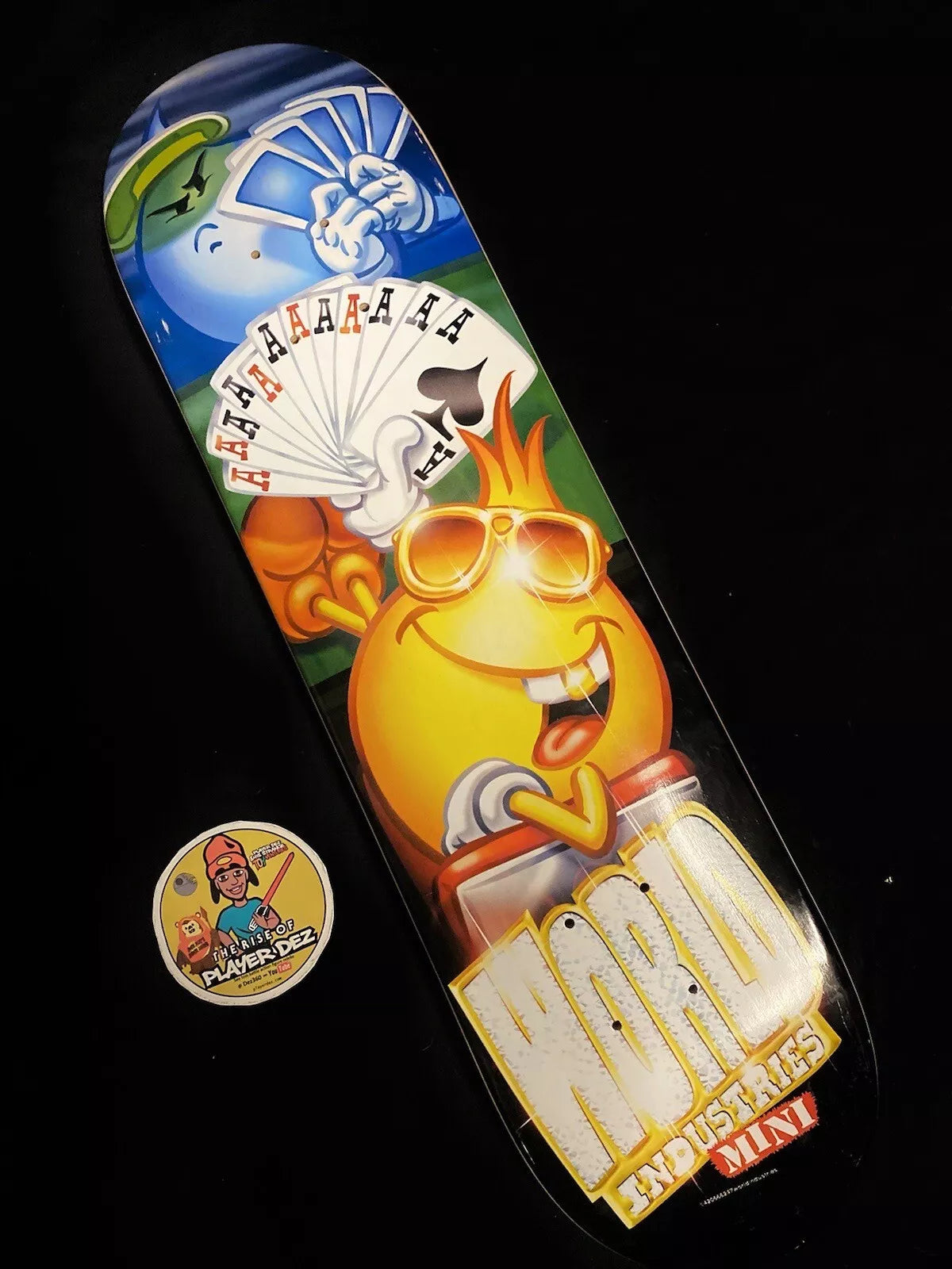 World Industries Hand Of Aces Skateboard Deck Flame Boy Wet Willy