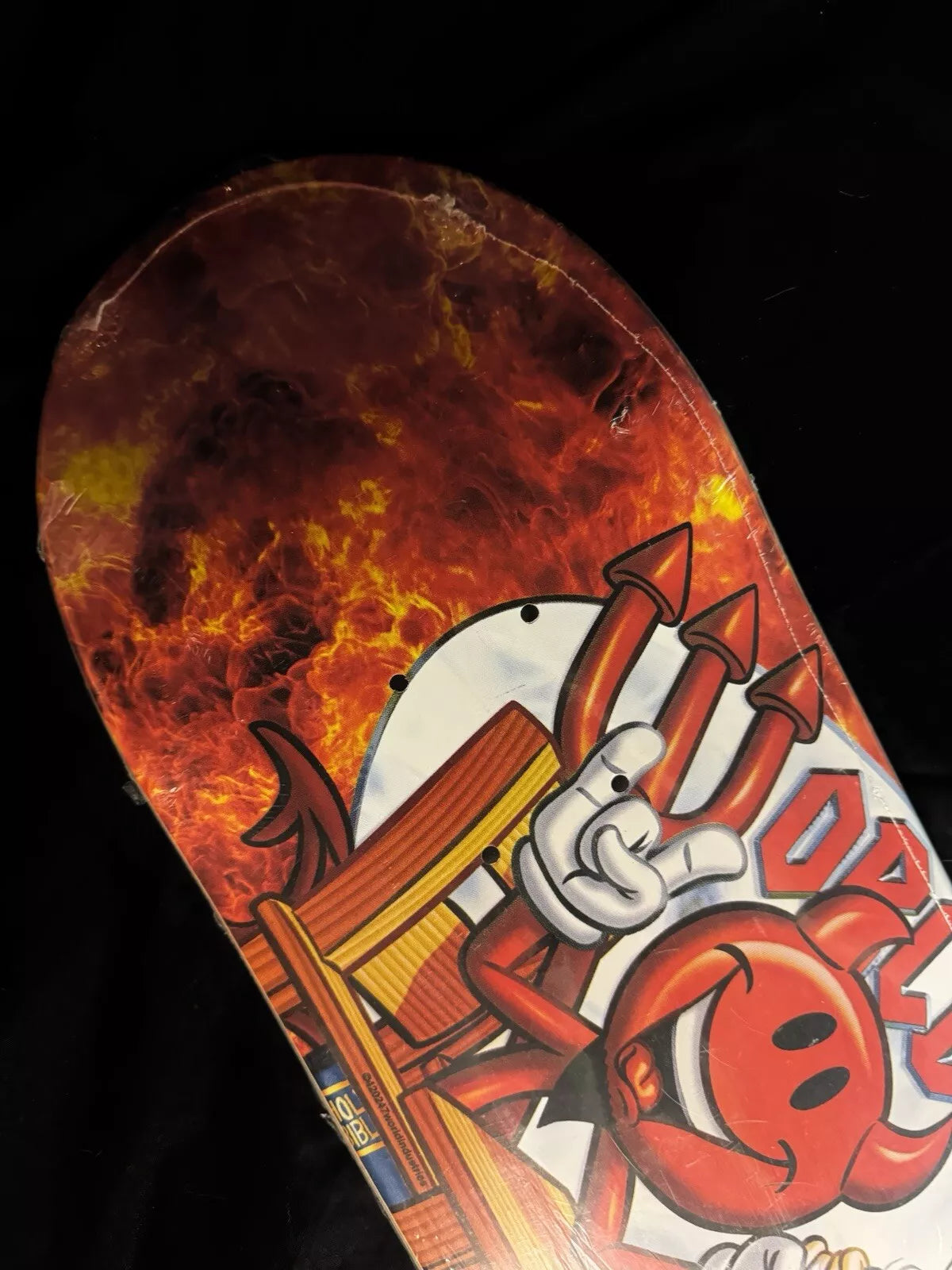 World Industries Devil Man Jesus Yin Yang Skateboard Deck Flame Boy