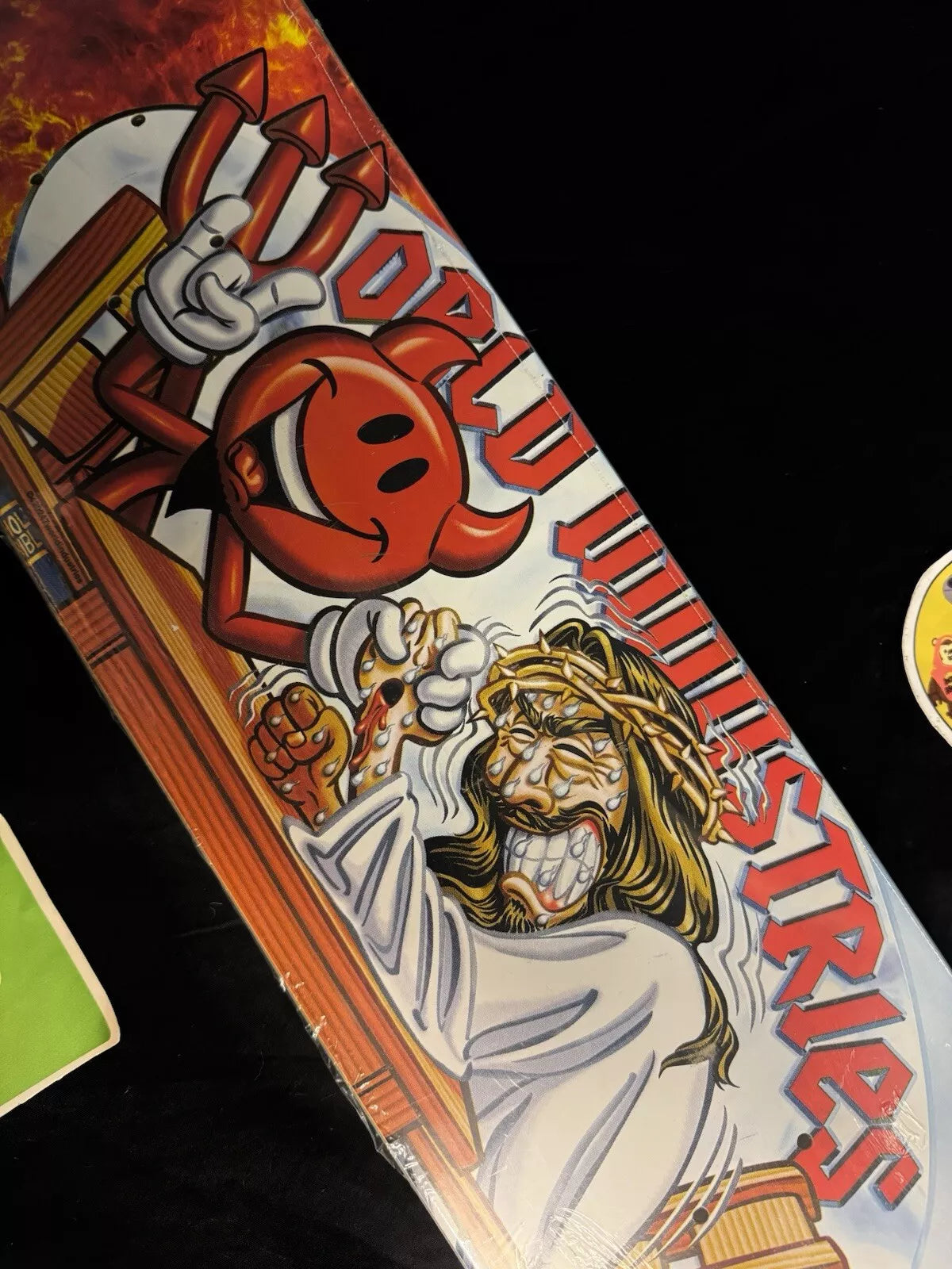 World Industries Devil Man Jesus Yin Yang Skateboard Deck Flame Boy