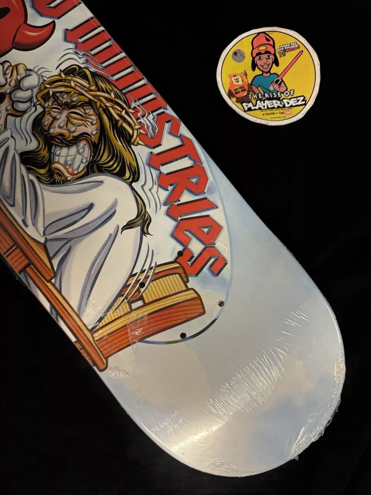 World Industries Devil Man Jesus Yin Yang Skateboard Deck Flame Boy