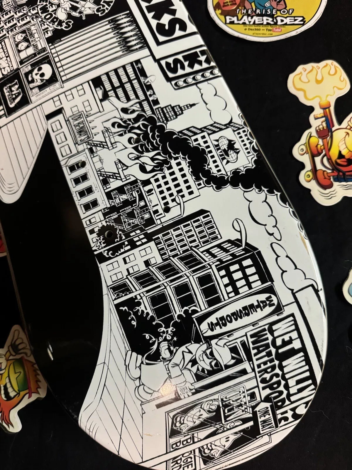 World Industries Stick O Rama Skateboard Deck Flame Boy Wet Willy