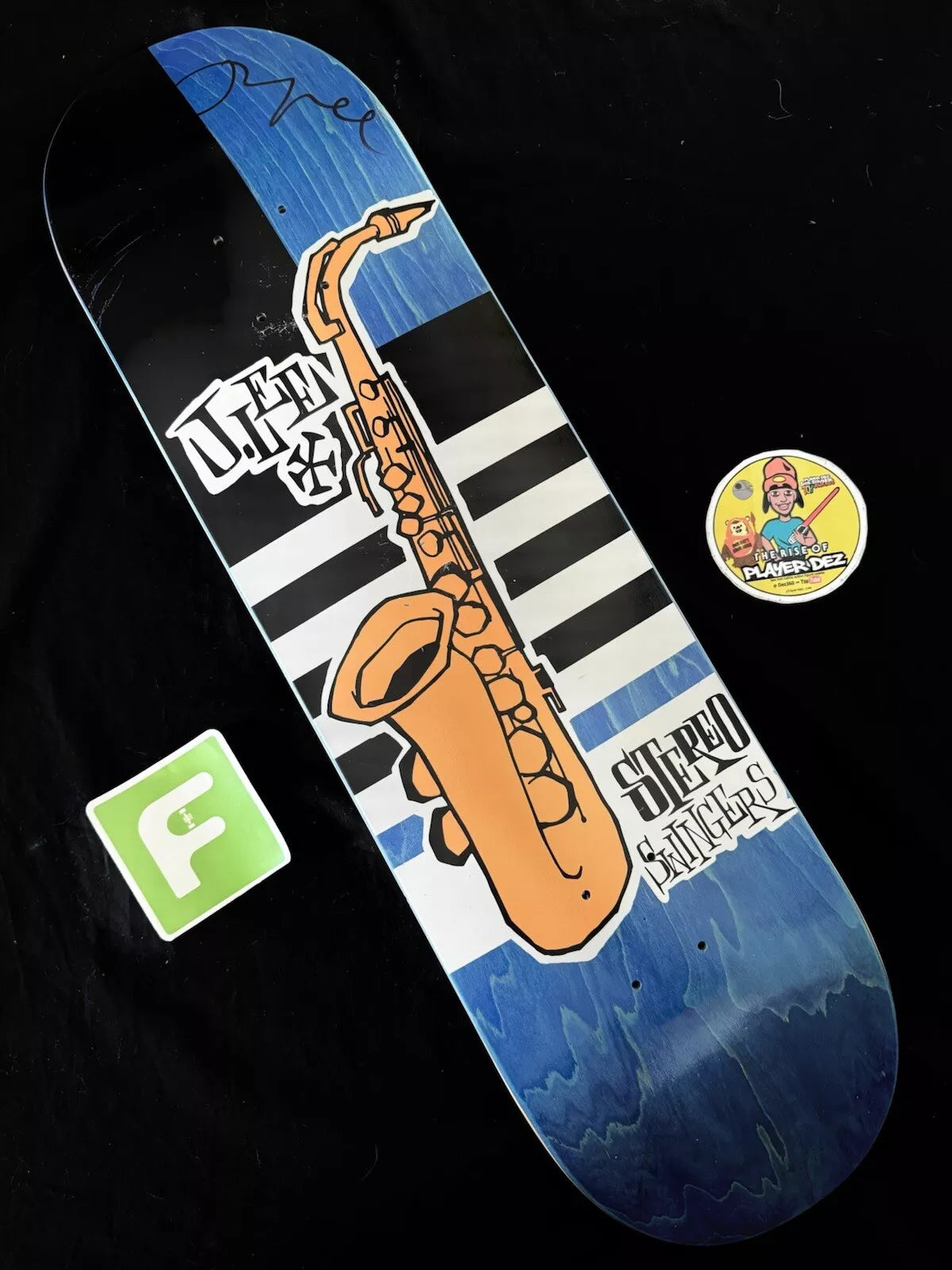 Jason Lee Signed Blue Jazz Swingers Sax Autographed Stereo Skateboard Deck