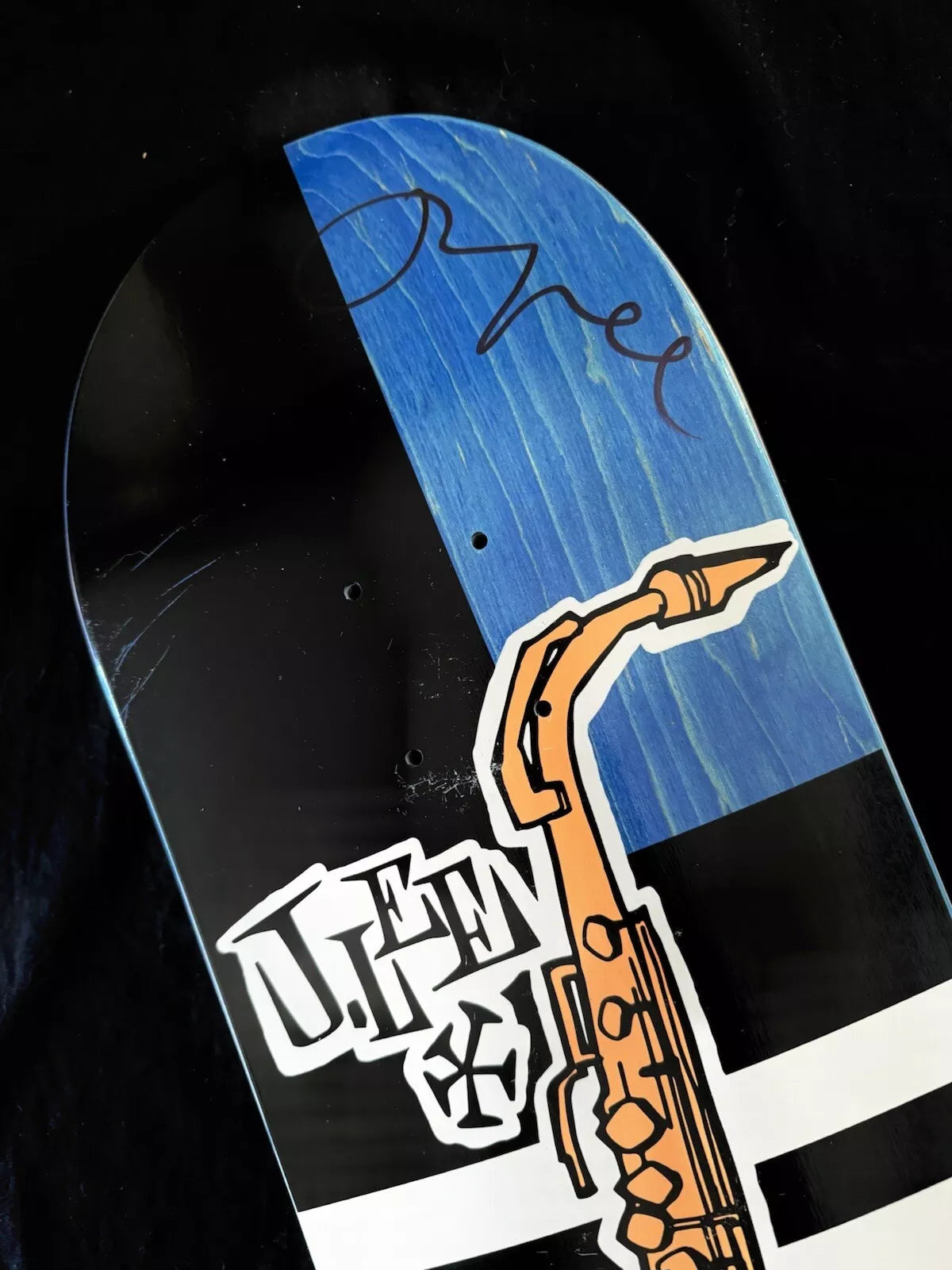 Jason Lee Signed Blue Jazz Swingers Sax Autographed Stereo Skateboard Deck