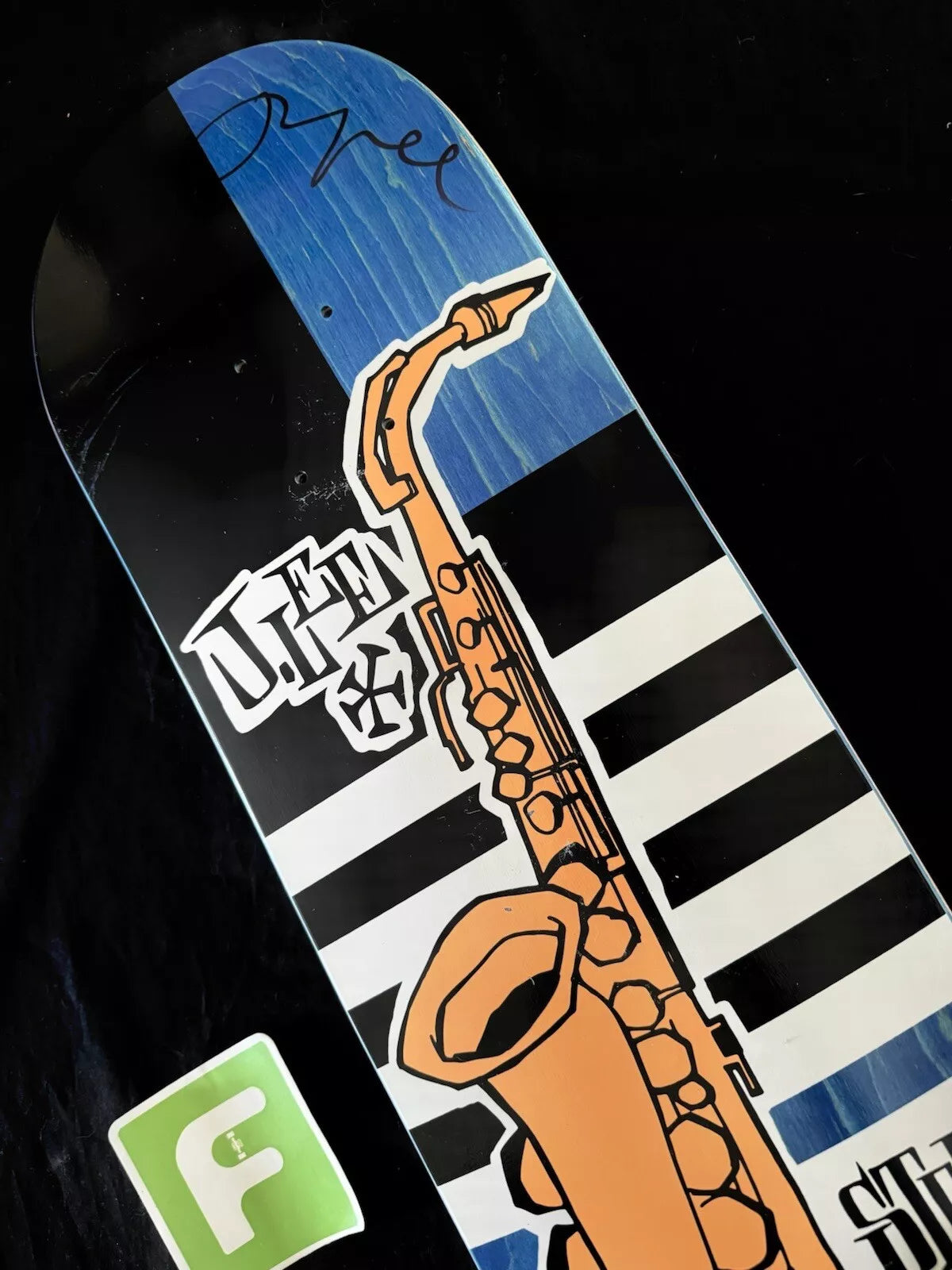 Jason Lee Signed Blue Jazz Swingers Sax Autographed Stereo Skateboard Deck