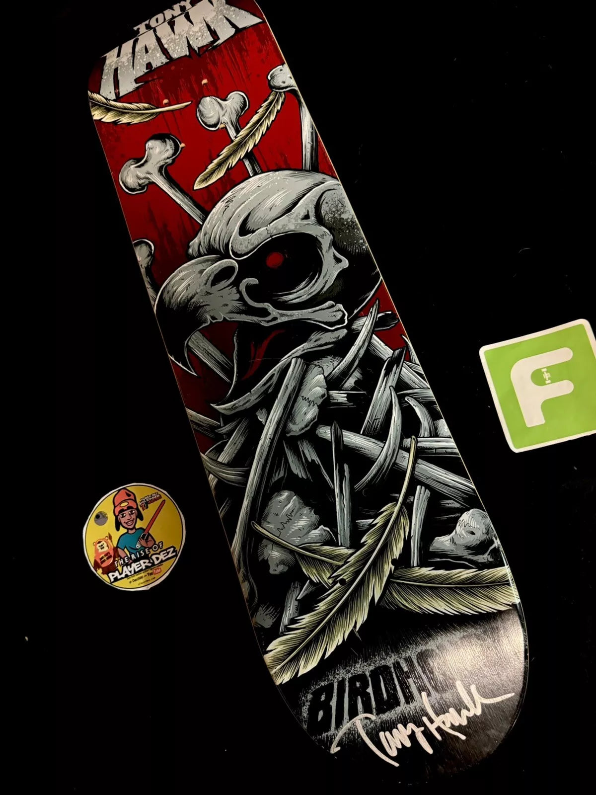 Tony Hawk Signed Birdhouse Autographed Skateboard Deck Red Falcon Bones