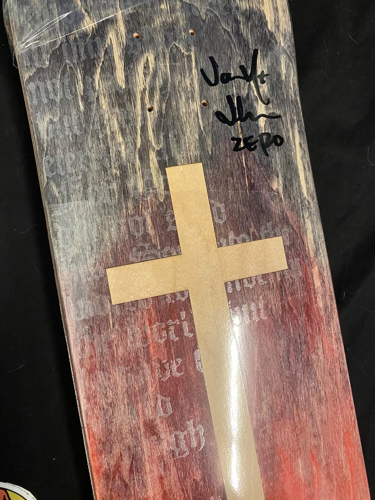 Jamie Thomas Signed DIE CUT Red Black Cross Autographed Zero Skateboard Deck
