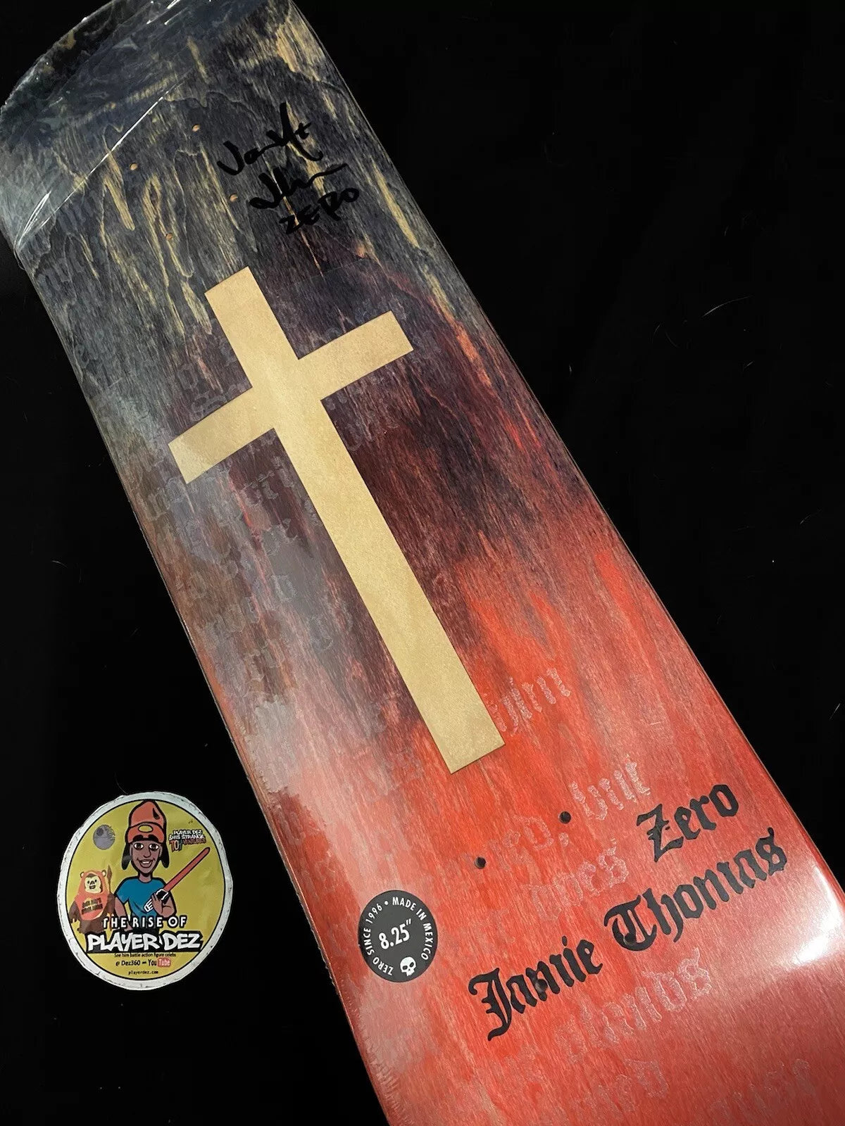 Jamie Thomas Signed DIE CUT Red Black Cross Autographed Zero Skateboard Deck
