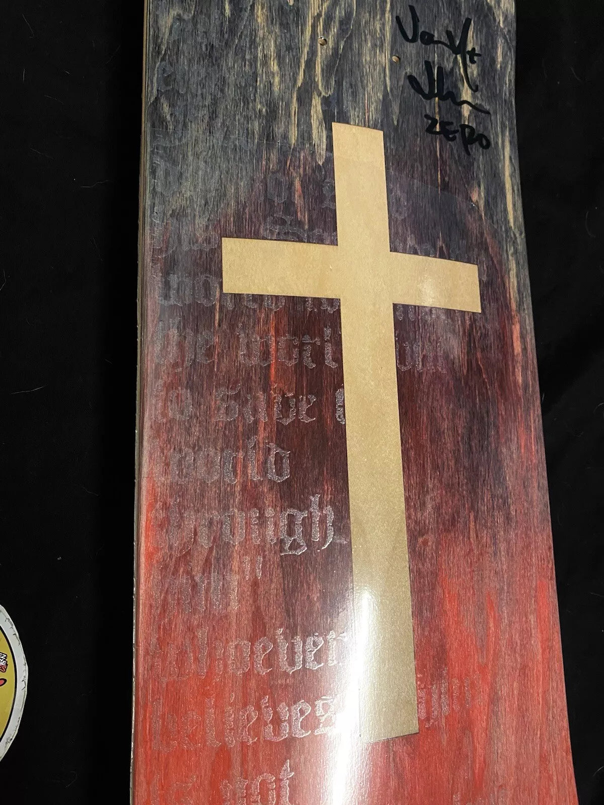 Jamie Thomas Signed DIE CUT Red Black Cross Autographed Zero Skateboard Deck