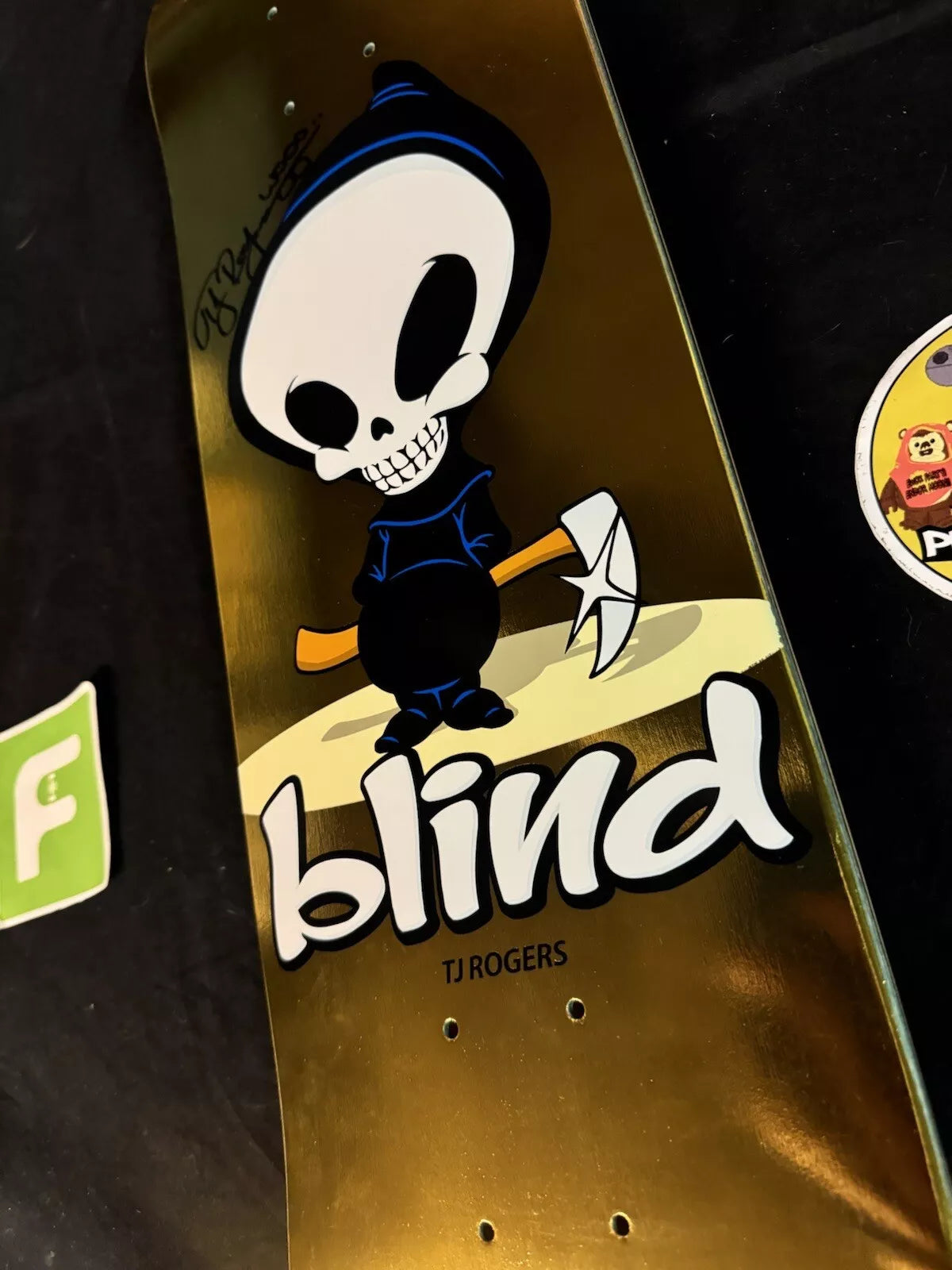 TJ Rogers Signed Gold Foil Blind Reaper Autographed Skateboard Deck