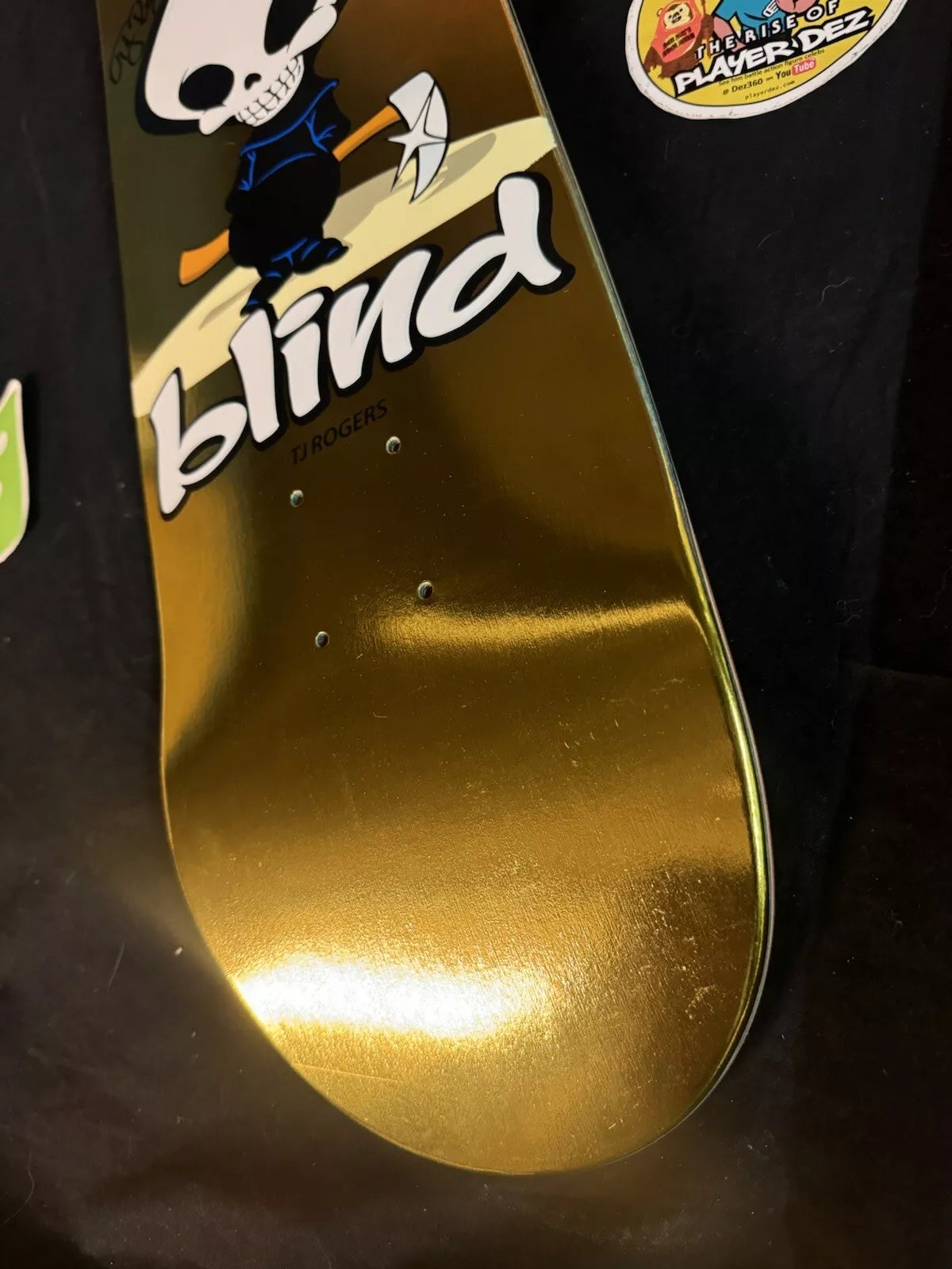 TJ Rogers Signed Gold Foil Blind Reaper Autographed Skateboard Deck