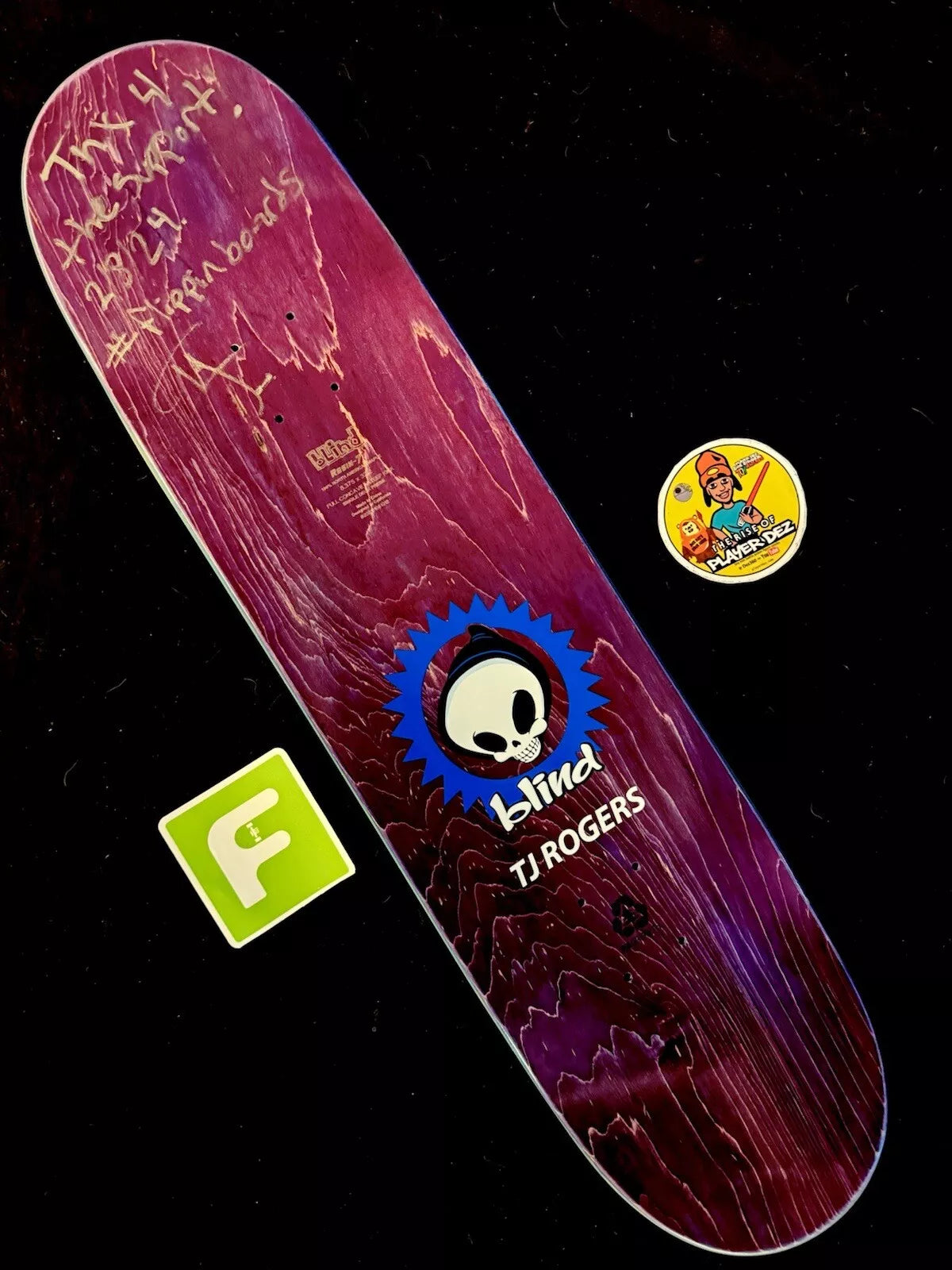 TJ Rogers Signed Blind Reaper Munchies Autographed Skateboard Deck