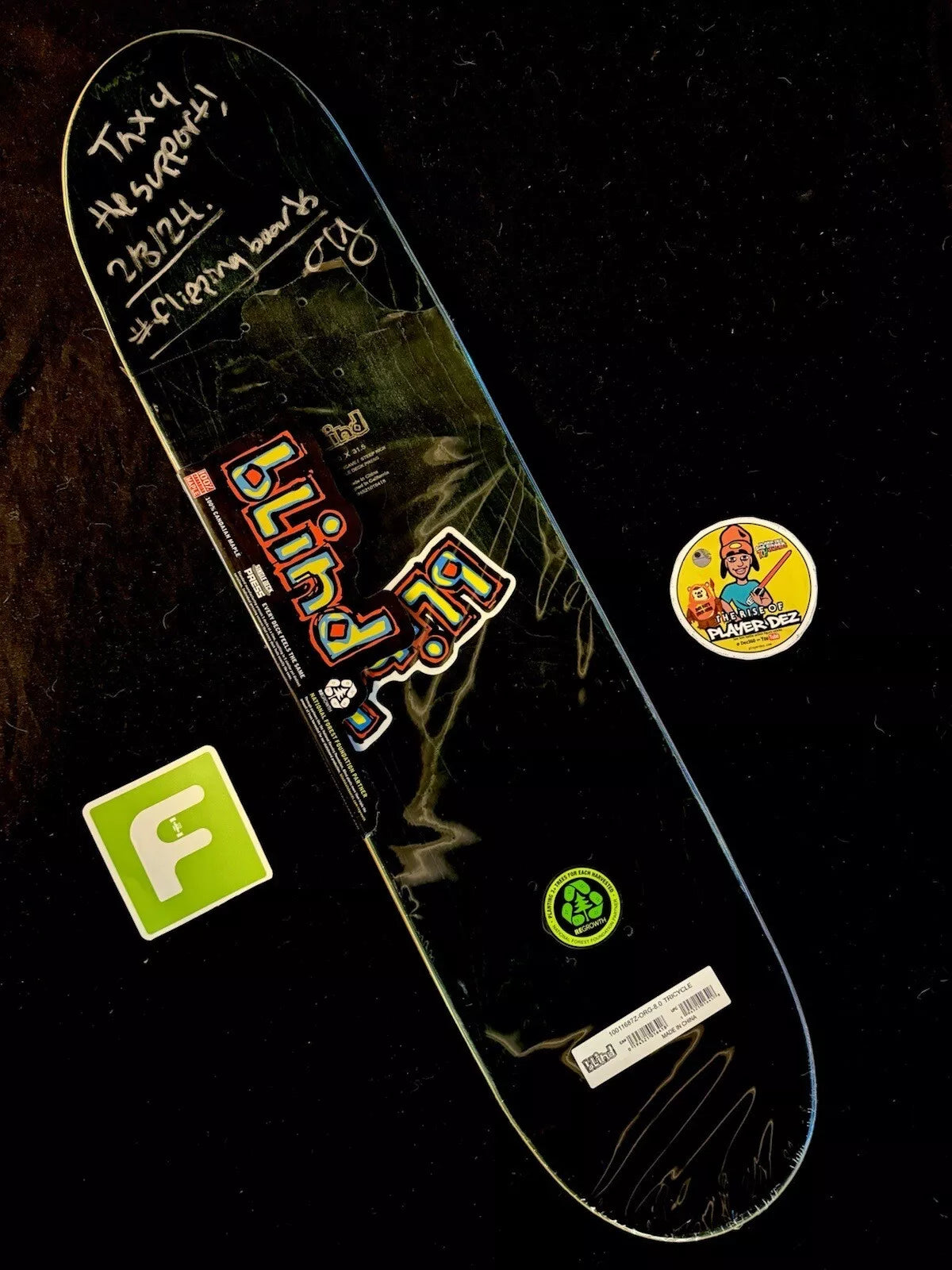 TJ Rogers Signed Blind Reaper Tricycle Autographed Skateboard Deck