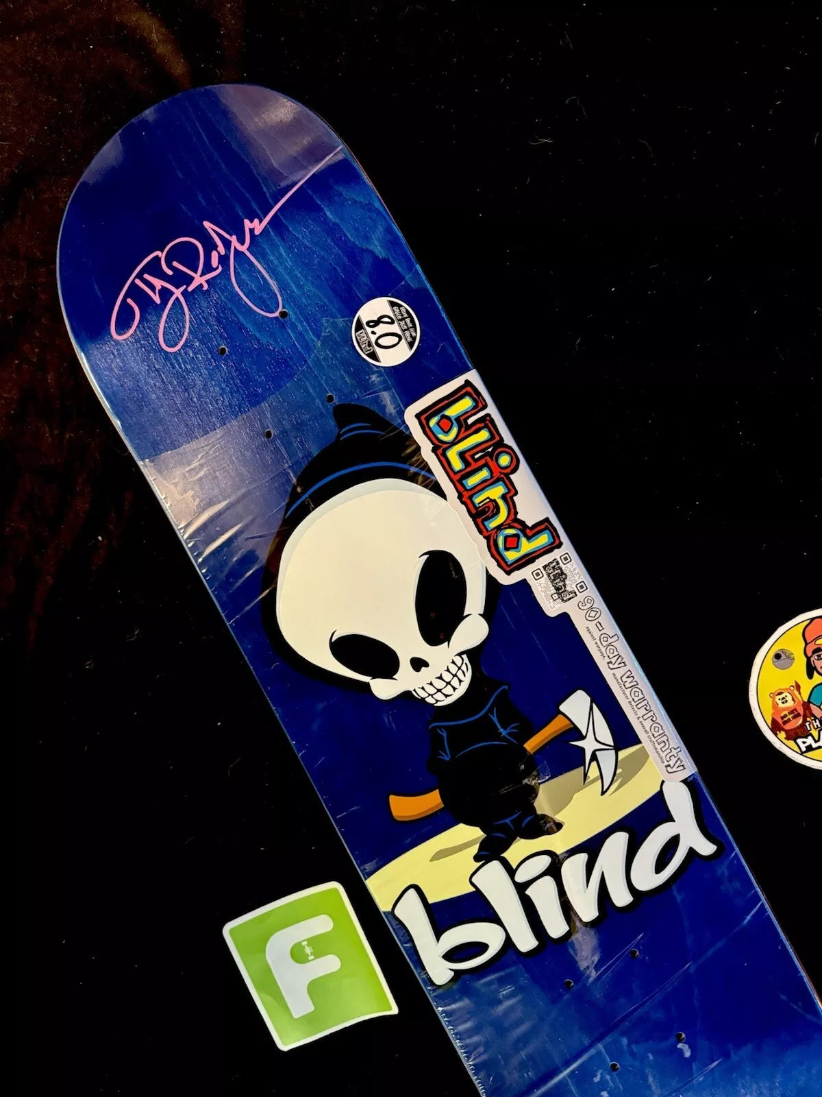 TJ Rogers Signed Blind Reaper Blue Pink Autographed Skateboard Deck