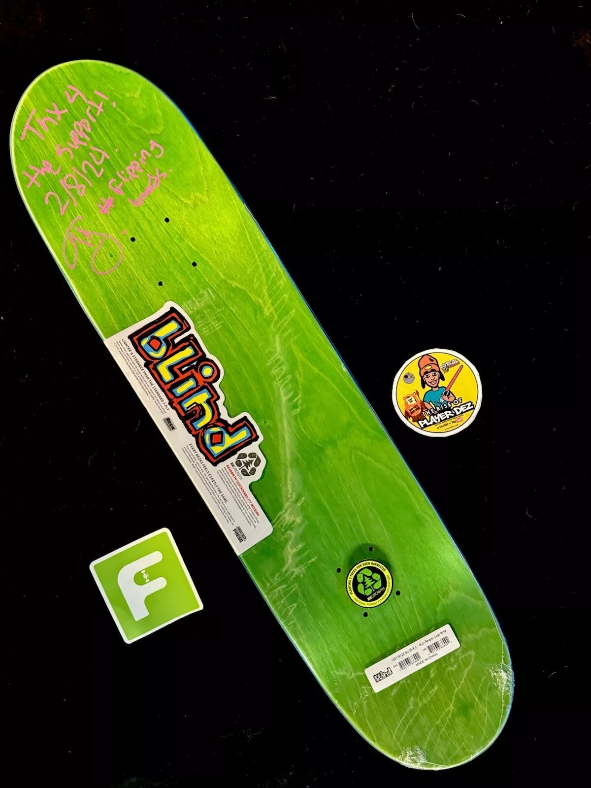 TJ Rogers Signed Blind Reaper Blue Pink Autographed Skateboard Deck