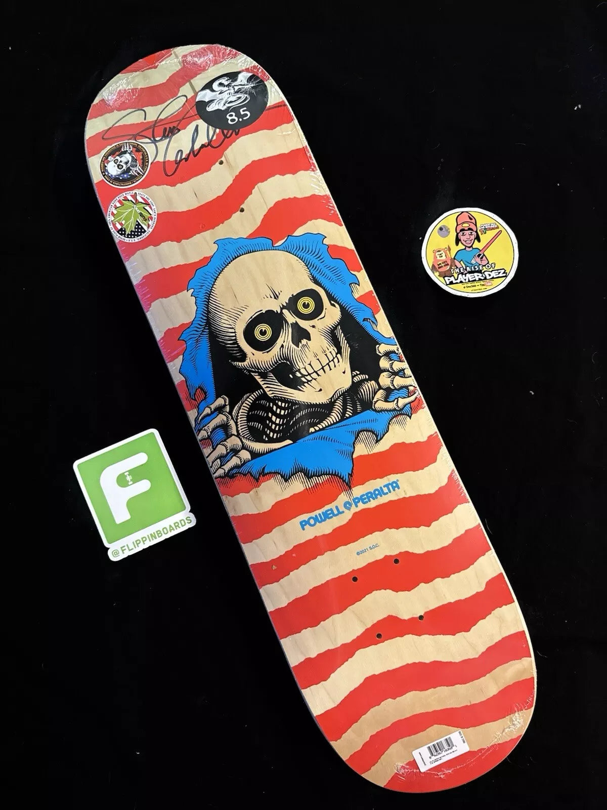 Steve Caballero Signed OG Ripper Red Powell Peralta Autographed Skateboard Deck