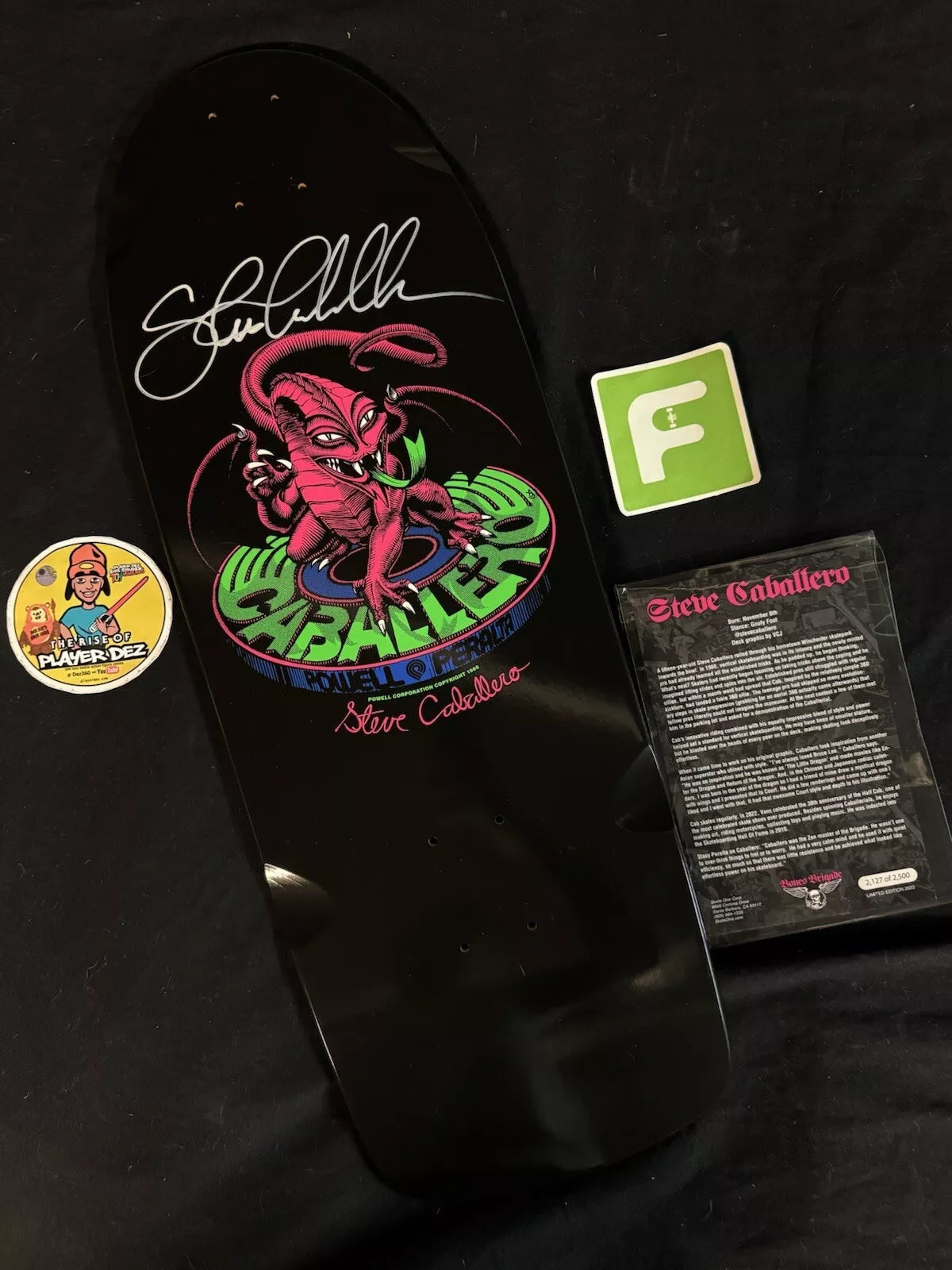 Steve Caballero Signed Dragon Bones Brigade 14 Powell Peralta Autographed Skateboard Deck
