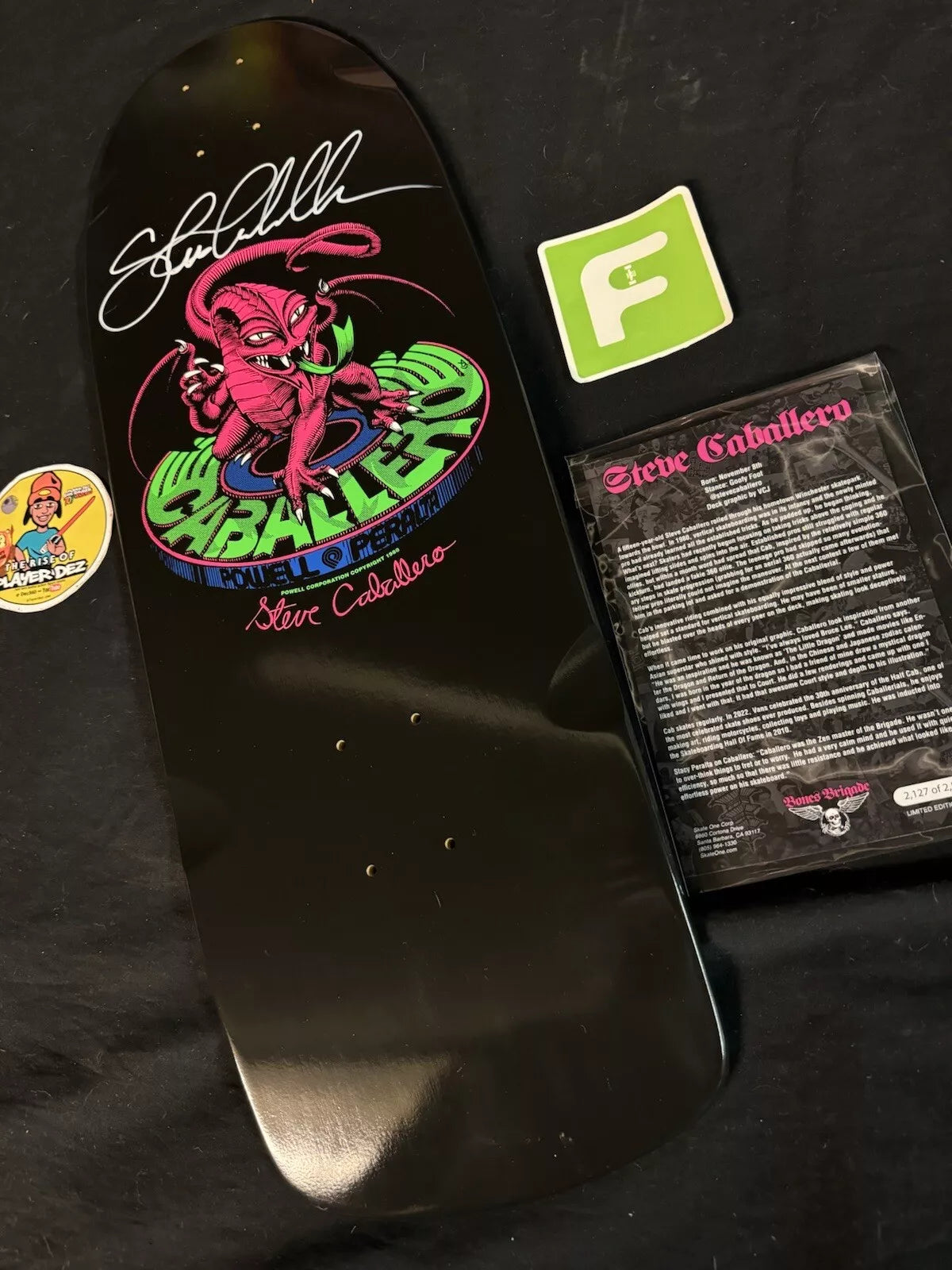 Steve Caballero Signed Dragon Bones Brigade 14 Powell Peralta Autographed Skateboard Deck