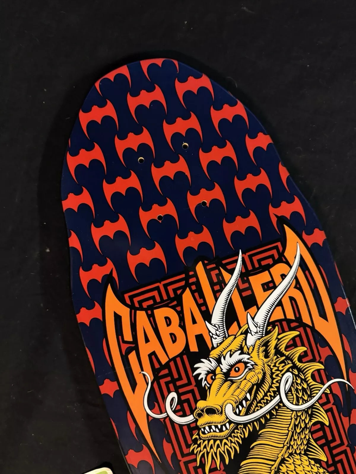 Steve Caballero Signed Navy Autographed Skateboard Deck Gold Bats Powell Peralta