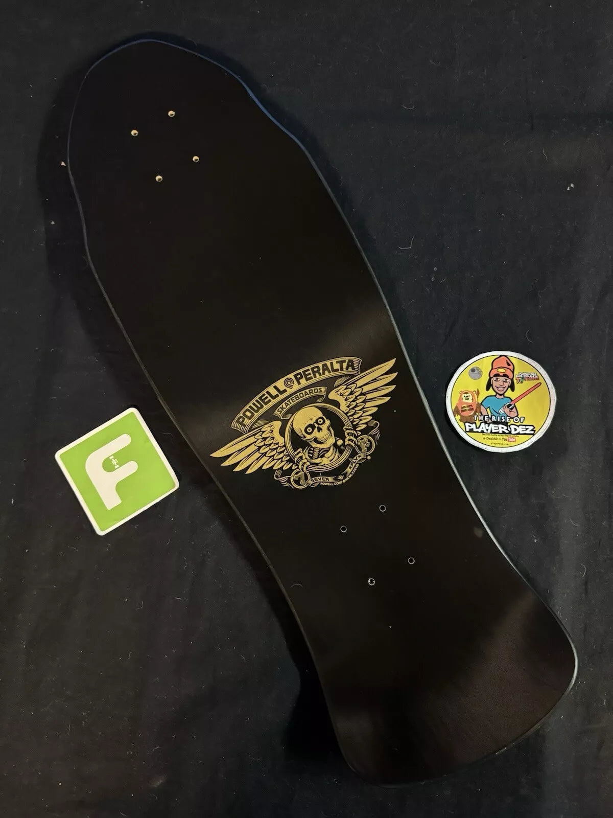 Steve Caballero Signed Navy Autographed Skateboard Deck Gold Bats Powell Peralta