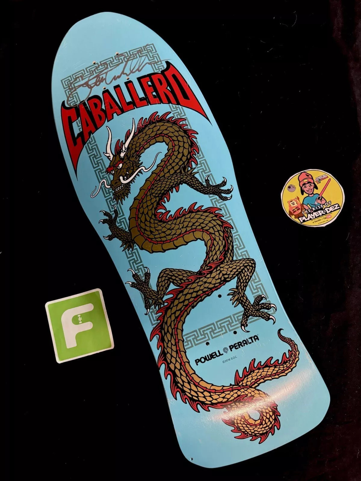 Steve Caballero Signed 2016 Autographed Skateboard Deck Blue Dragon Powell Peralta
