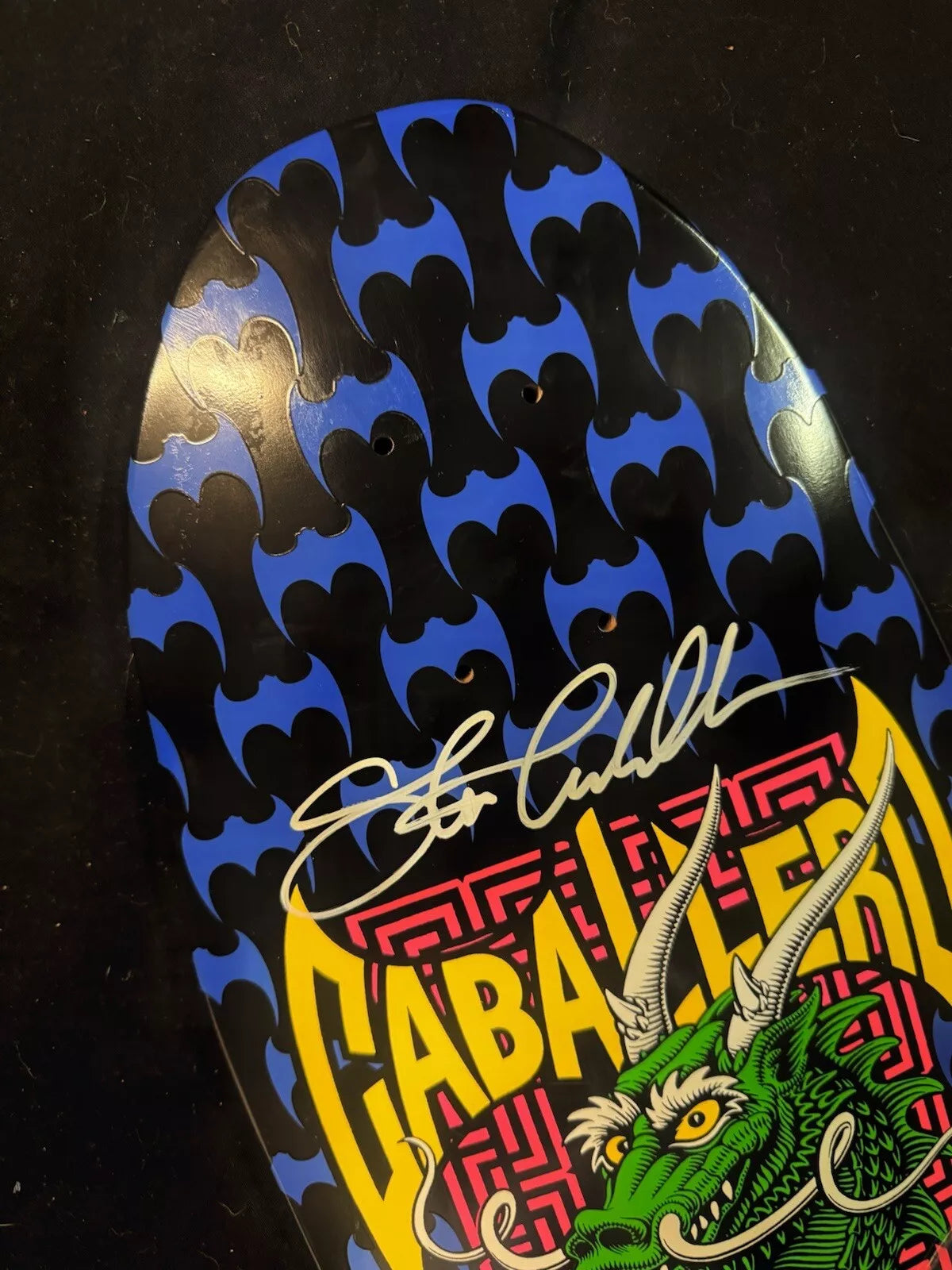 Steve Caballero Signed Blacklight Bats Powell Peralta Autographed Skateboard Deck