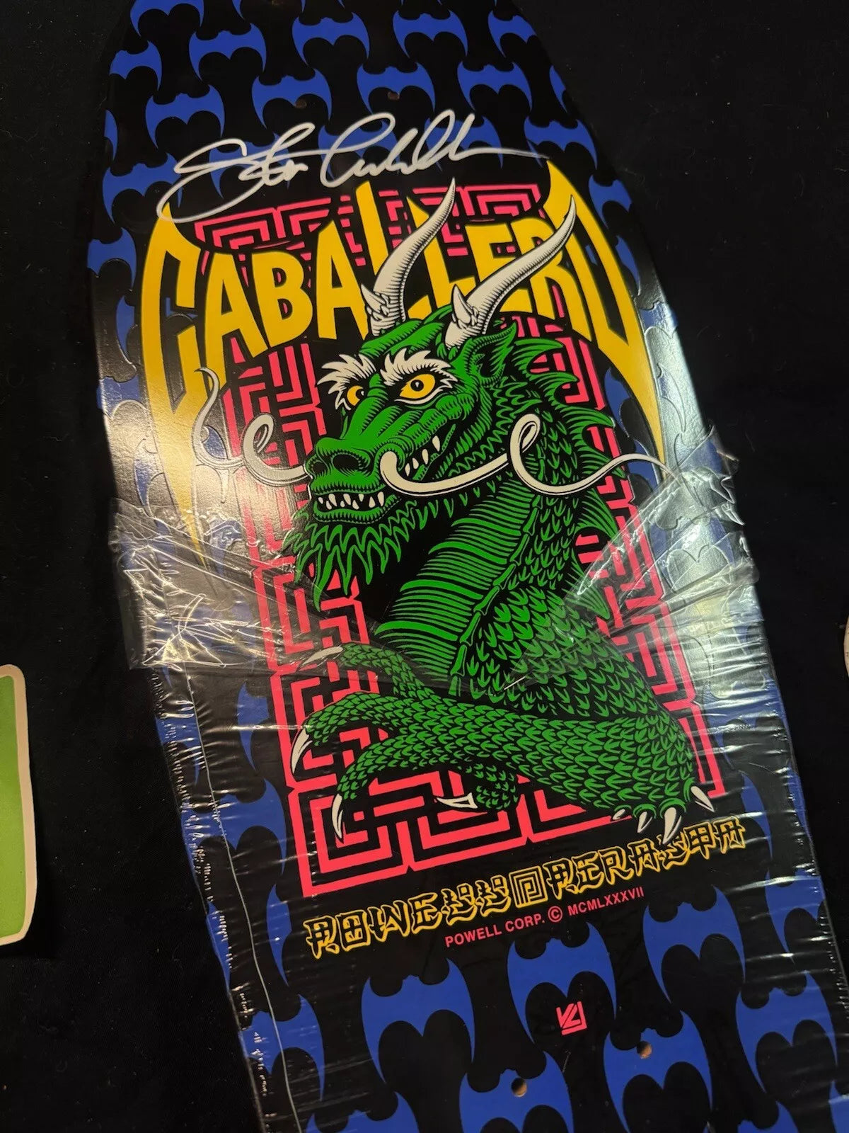 Steve Caballero Signed Blacklight Bats Powell Peralta Autographed Skateboard Deck
