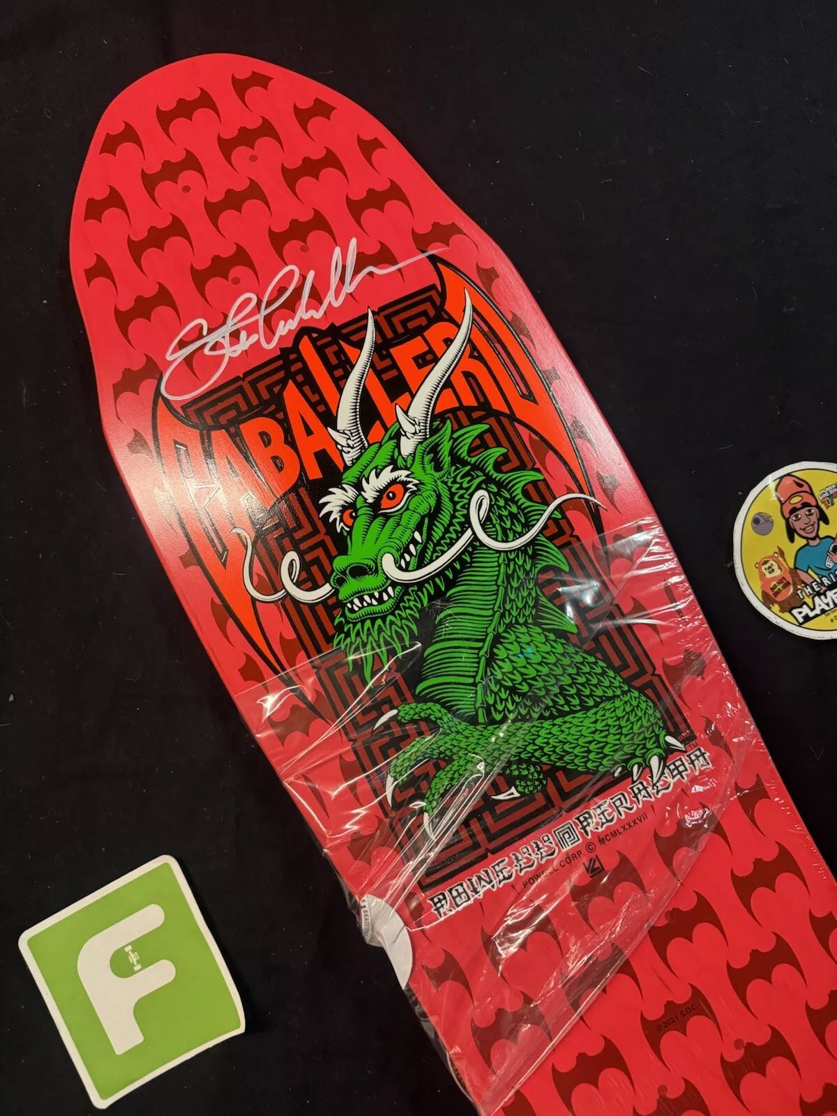 Steve Caballero Signed Pink Bats Dragon Powell Peralta Autographed Skateboard Deck