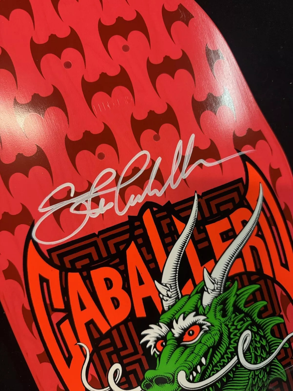 Steve Caballero Signed Pink Bats Dragon Powell Peralta Autographed Skateboard Deck