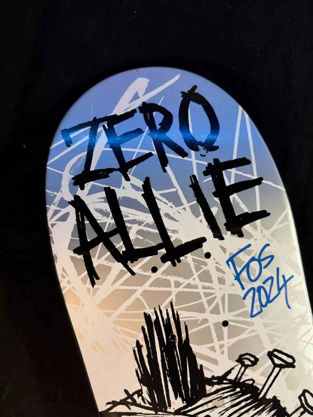 FOS Signed Graphic Zero Autographed Skateboard Deck Jon Allie 2007 Punk Skull