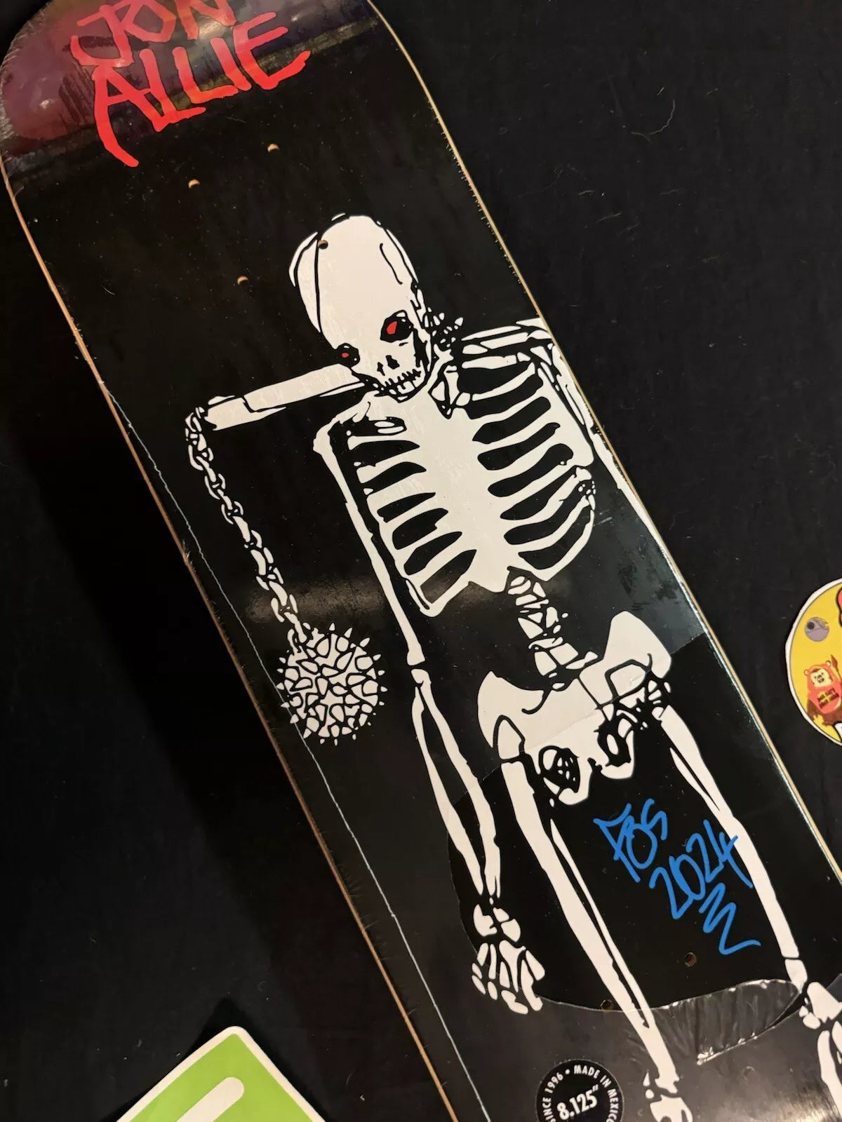 FOS Signed Jon Allie Skeleton Autographed Skateboard Deck Zero Living Dead