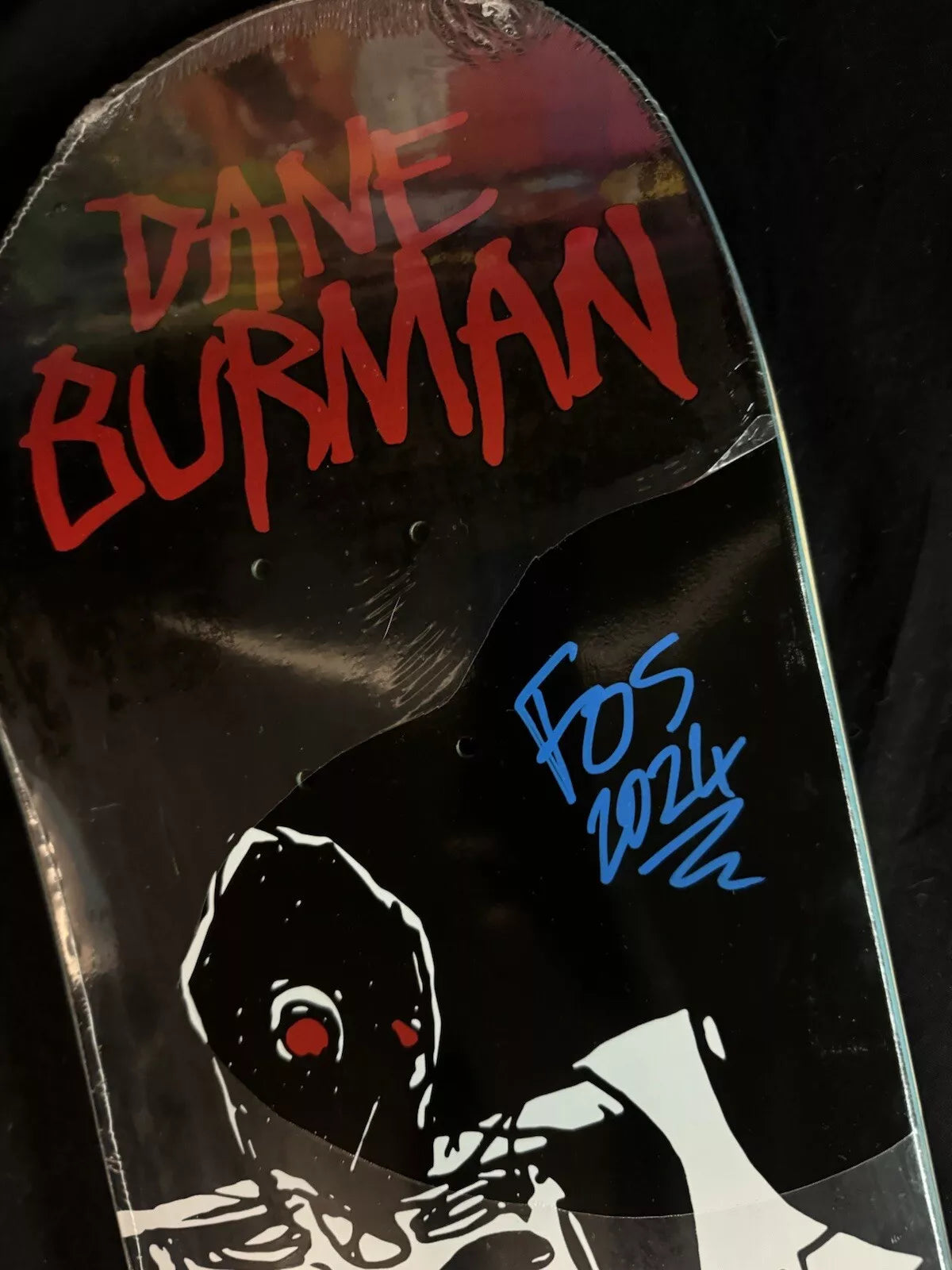 FOS Signed Dane Burman Skeleton Autographed Skateboard Deck 8.5" Zero Living Dead