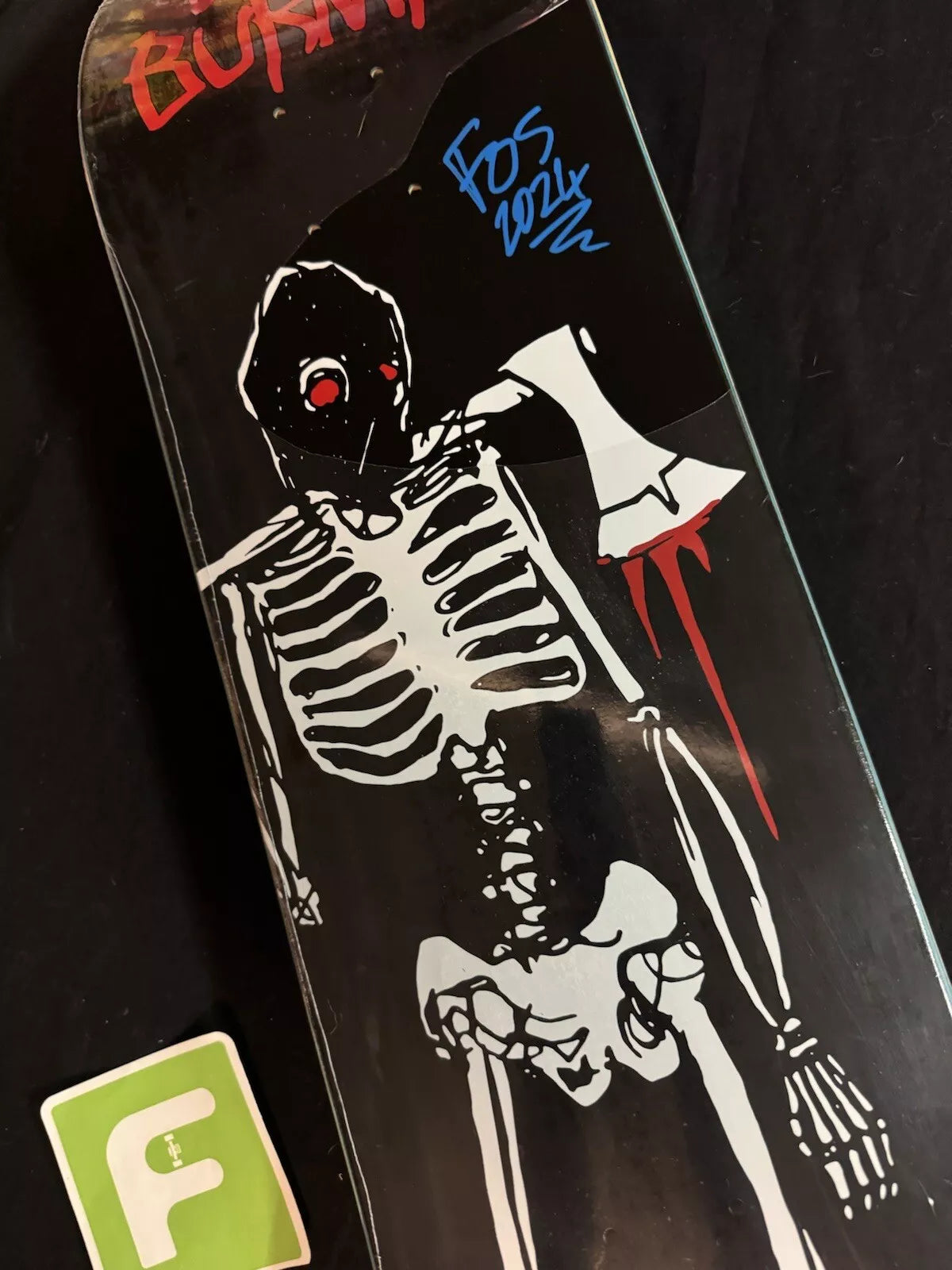 FOS Signed Dane Burman Skeleton Autographed Skateboard Deck 8.5" Zero Living Dead