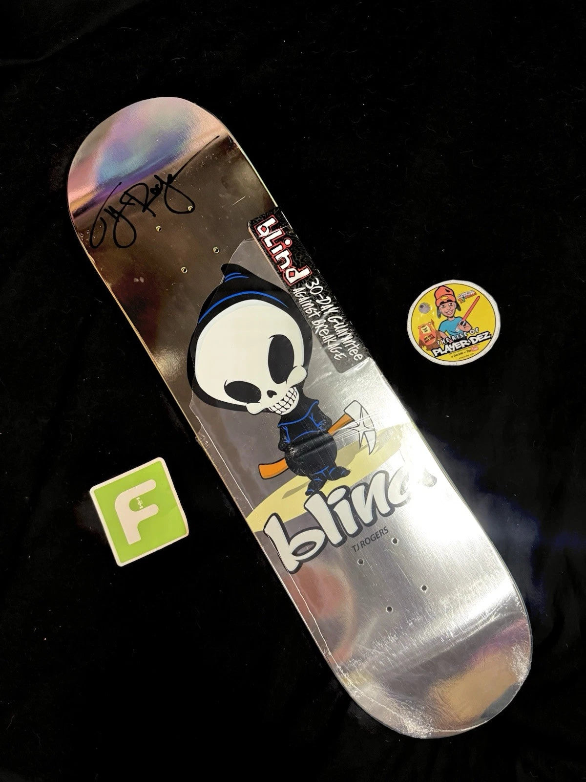 TJ Rogers Signed Chrome Foil Blind Reaper Autographed Skateboard Deck