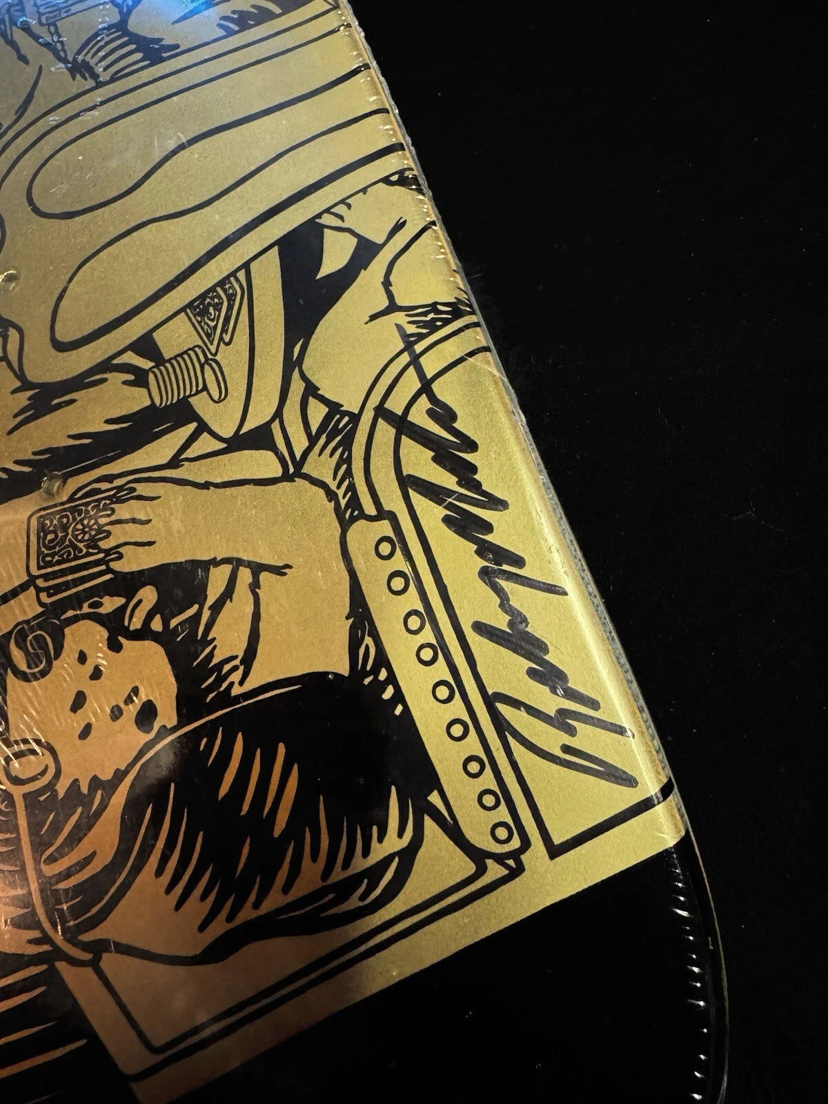 Signed Rodney Mullen Autographed Skateboard Deck Gold Poker Dogs Shaped Almost