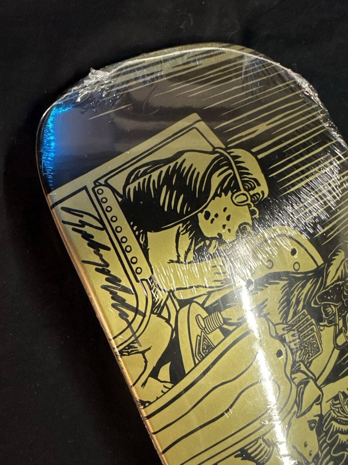 Signed Rodney Mullen Autographed Skateboard Deck Gold Poker Dogs Shaped Almost