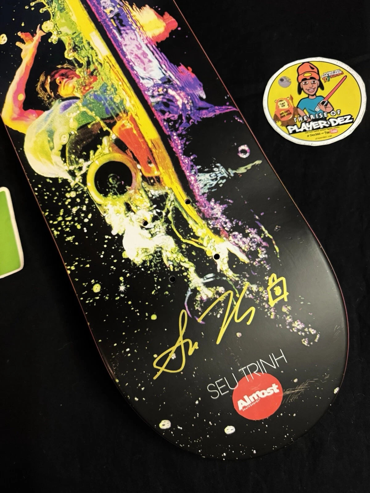 Signed Rodney Mullen Seu Trinh Portrait Almost Autographed Skateboard Deck