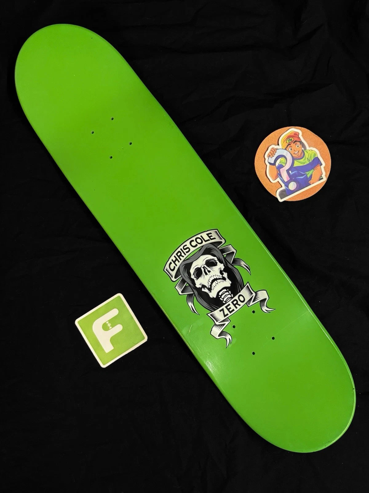 Signed Chris Cole Reaper Green Dipped Zero Autographed Skateboard Deck