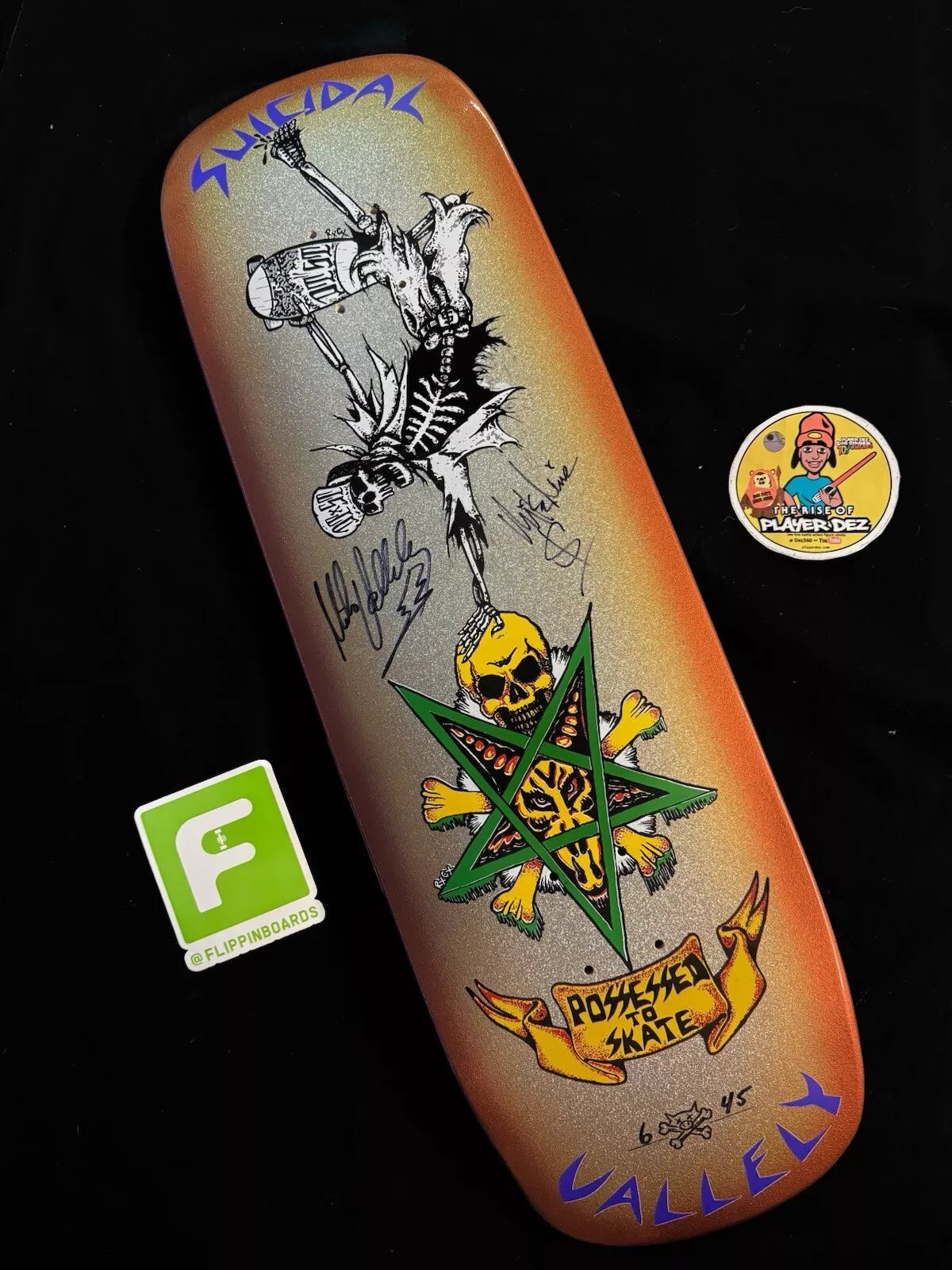 Mike Vallely Signed Suicidal Tendencies Mike Muir Autographed Dogtown Skateboard Deck