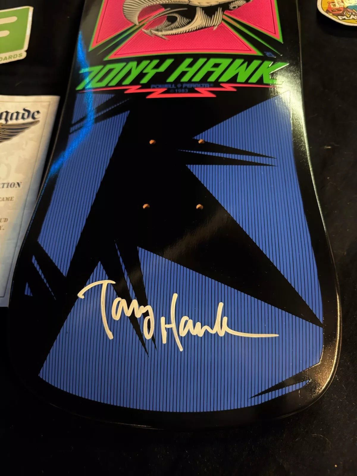 Tony Hawk Signed Bones Brigade COA Autographed Blacklight Series 14 Powell Skateboard Deck