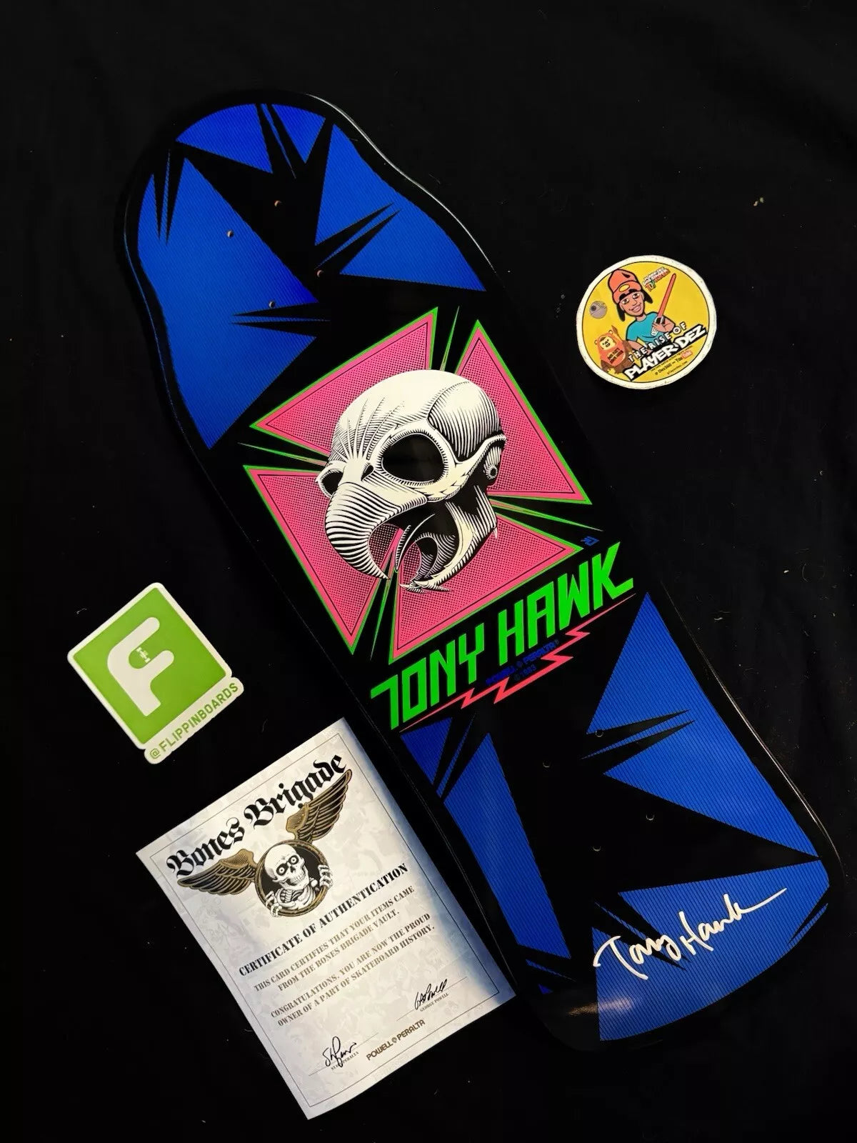 Tony Hawk Signed Bones Brigade COA Autographed Blacklight Series 14 Powell Skateboard Deck
