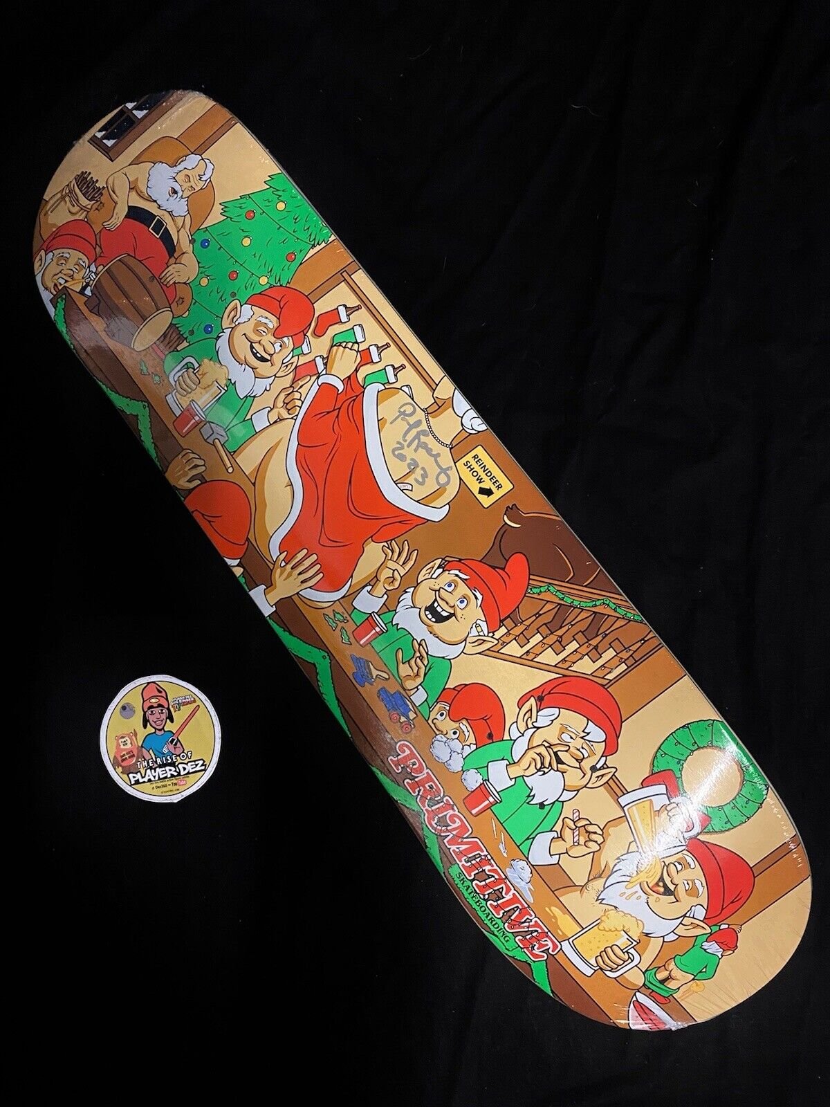 Signed Paul Rodriguez Primitive Autographed Skateboard Deck Santa Naughty Elves