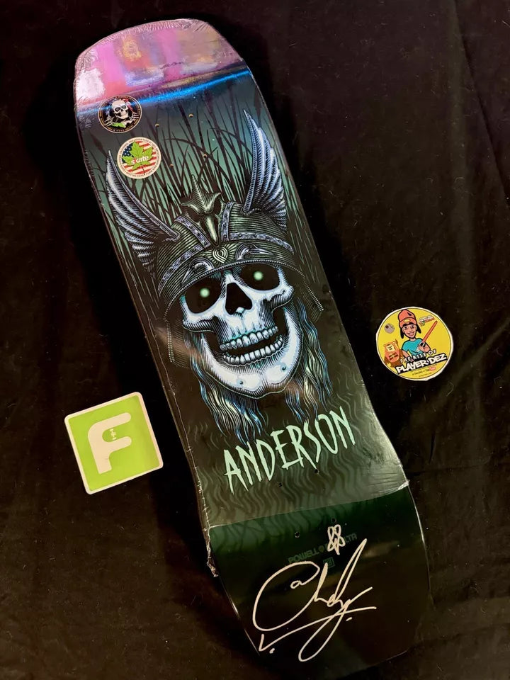Andy Anderson Signed Green Heron Powell Peralta Autographed Skateboard Deck
