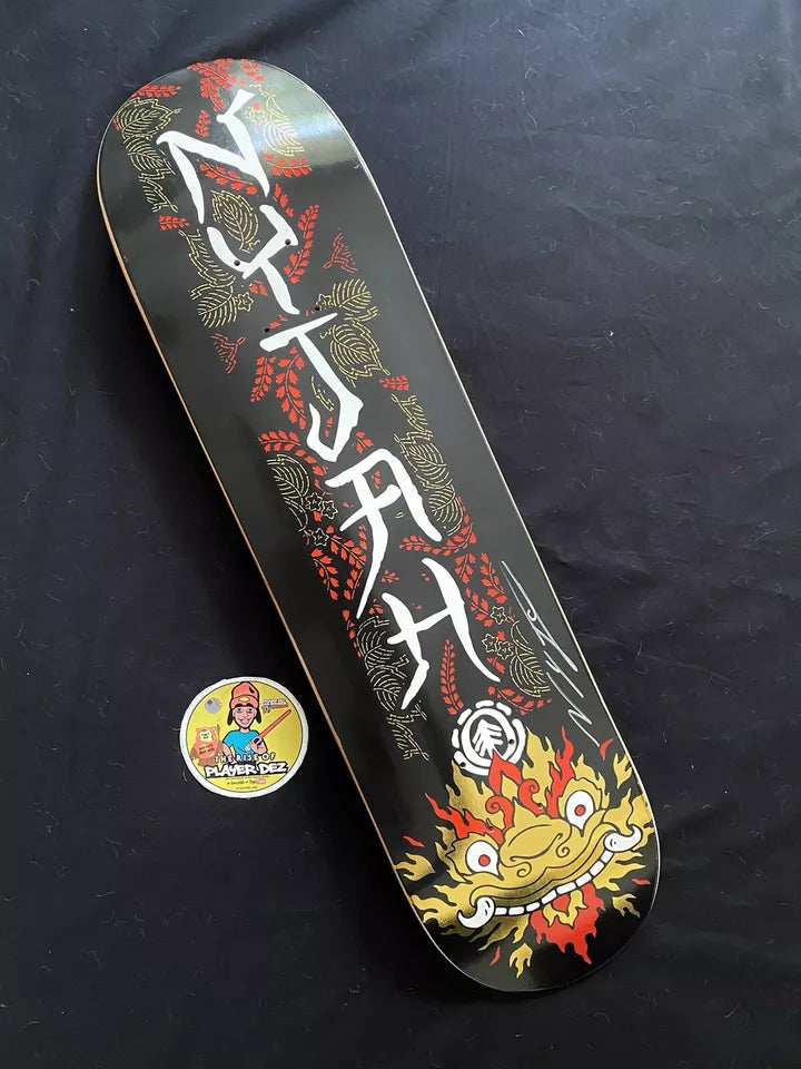 Nyjah Huston Signed Gold Foil Autographed Skateboard Deck Komodo Dragon Berrics Element