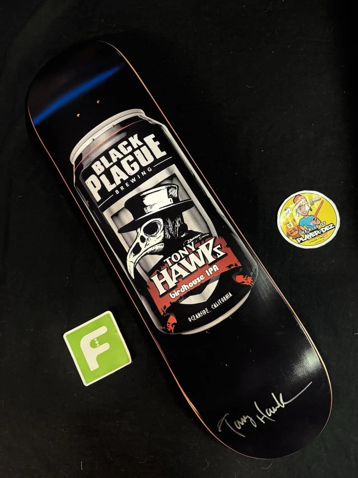 Tony Hawk Signed Black Plague Birdhouse Autographed Skateboard Deck