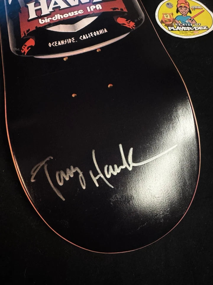 Tony Hawk Signed Black Plague Birdhouse Autographed Skateboard Deck