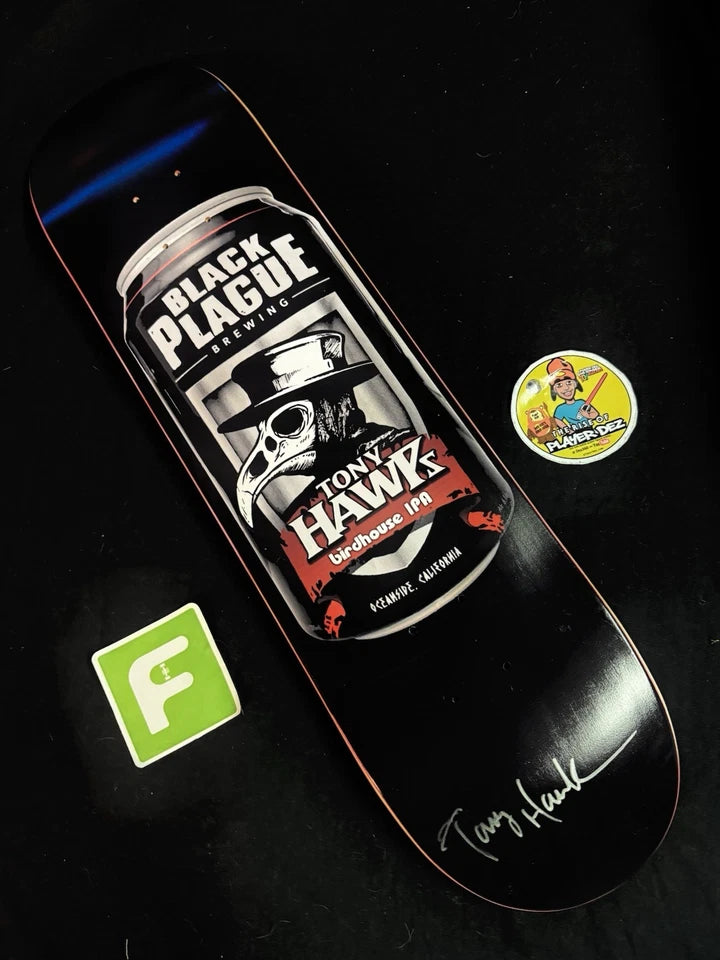 Tony Hawk Signed Black Plague Birdhouse Autographed Skateboard Deck